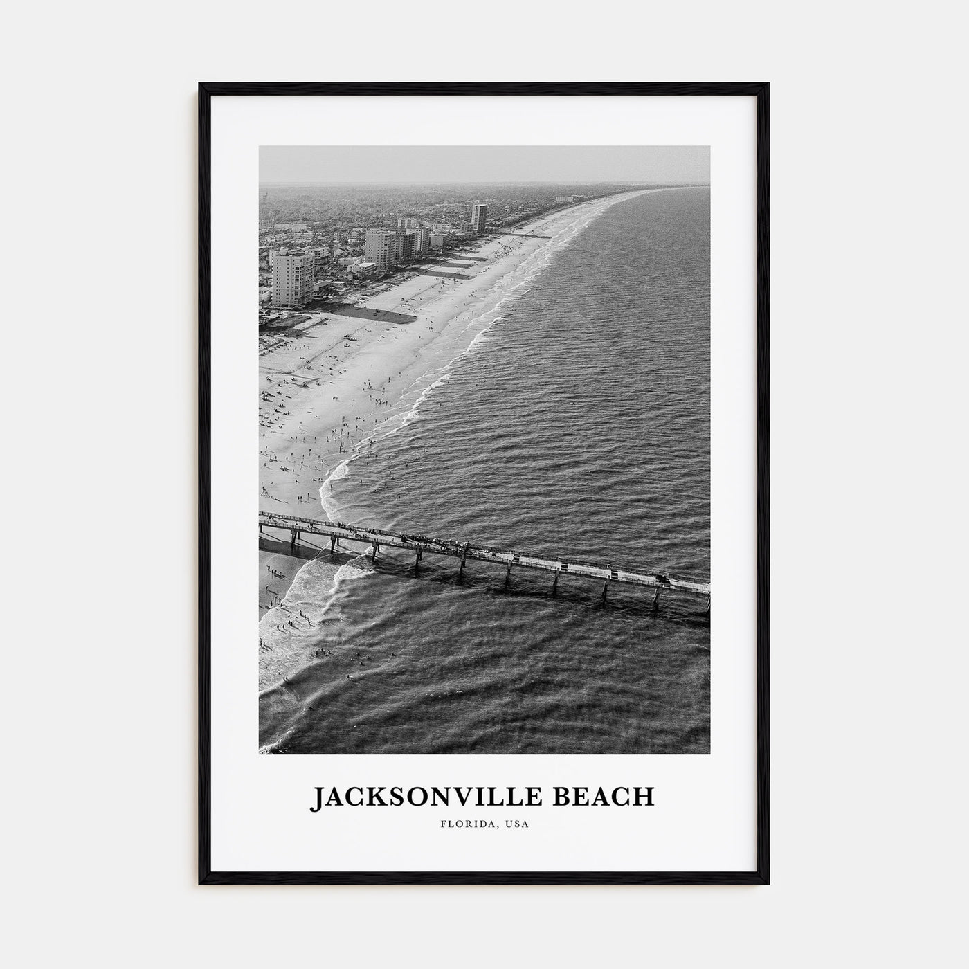 Jacksonville Beach Portrait B&W Poster