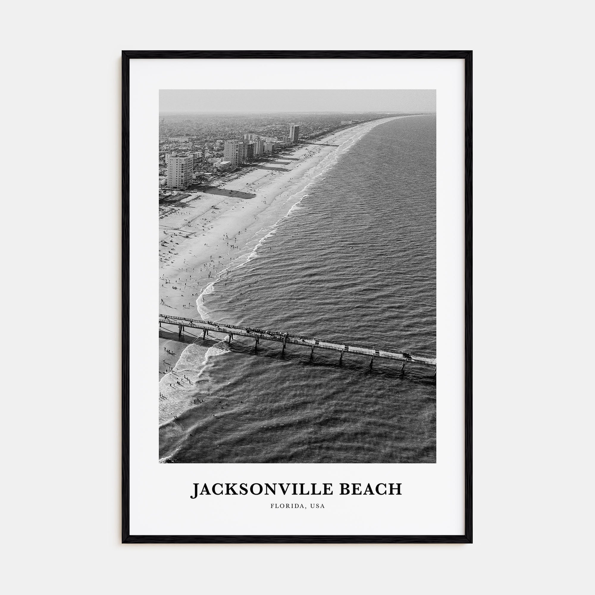 Jacksonville Beach Portrait B&W Poster