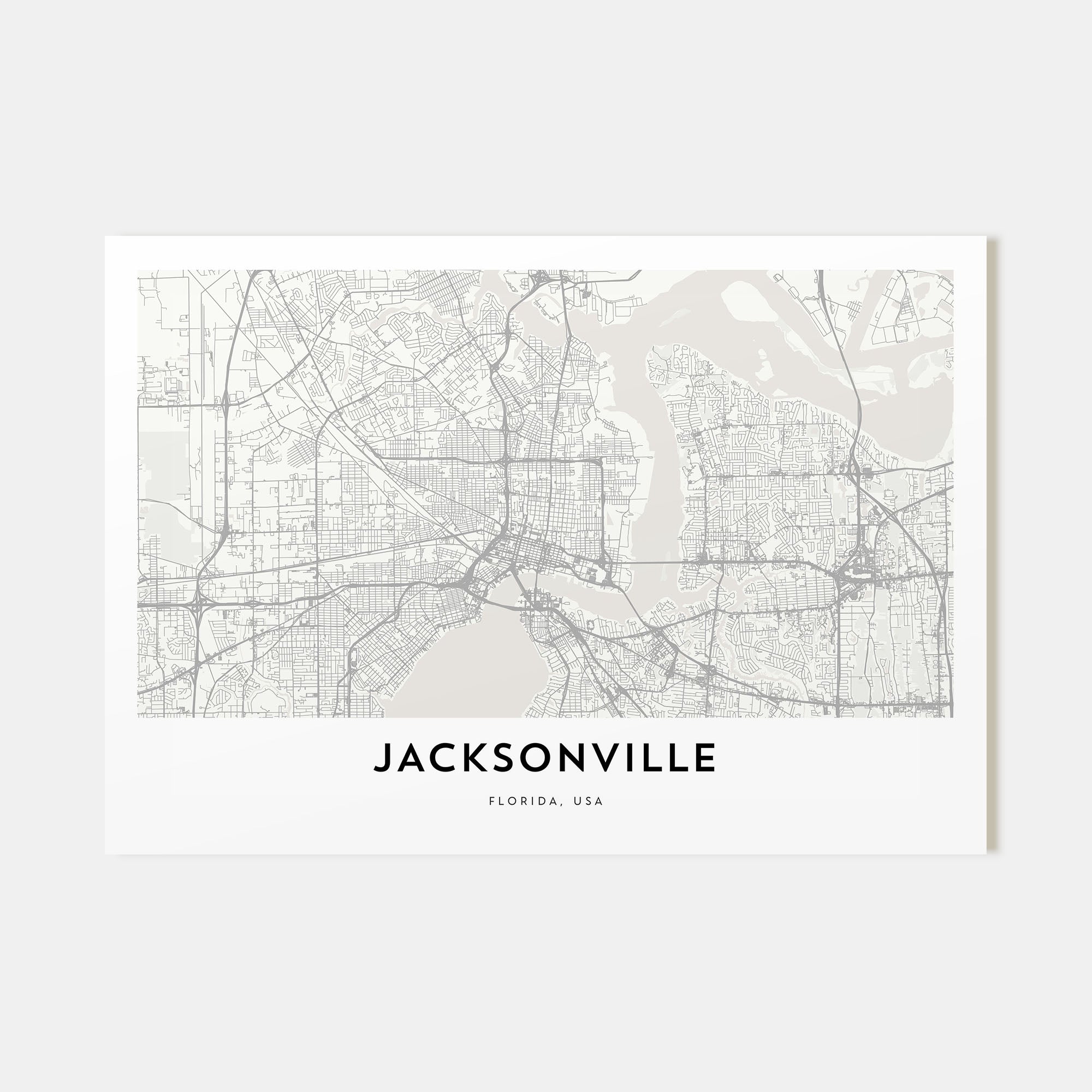 Jacksonville Map Landscape Poster