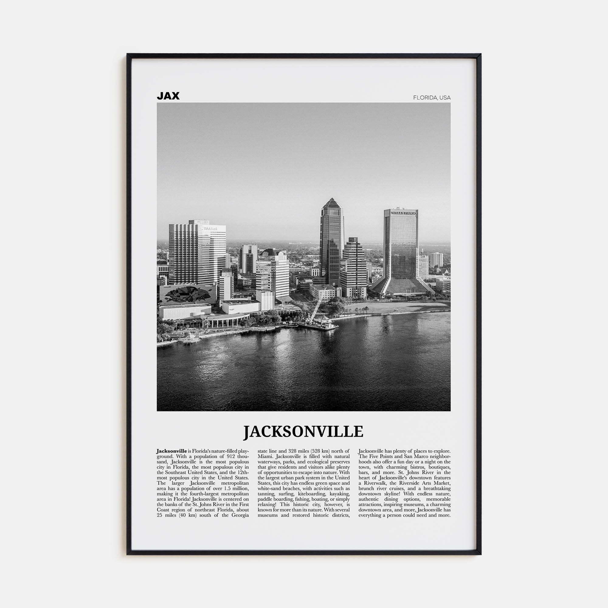 Jacksonville Travel B&W No 1 Poster