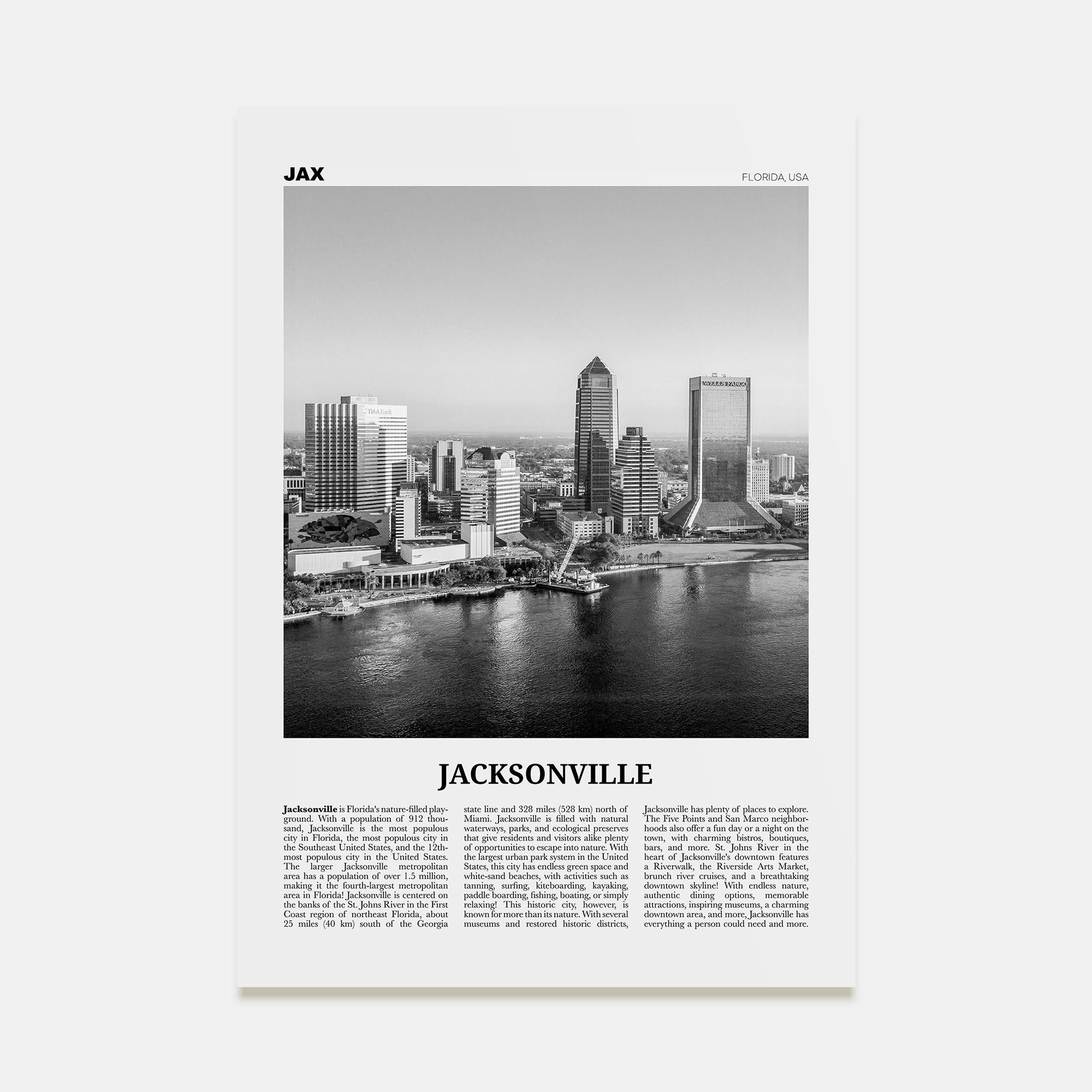 Jacksonville Travel B&W No 1 Poster