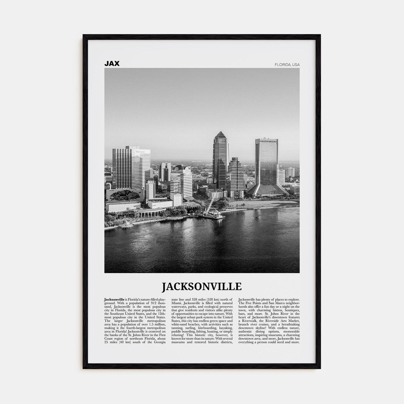 Jacksonville Travel B&W No 1 Poster