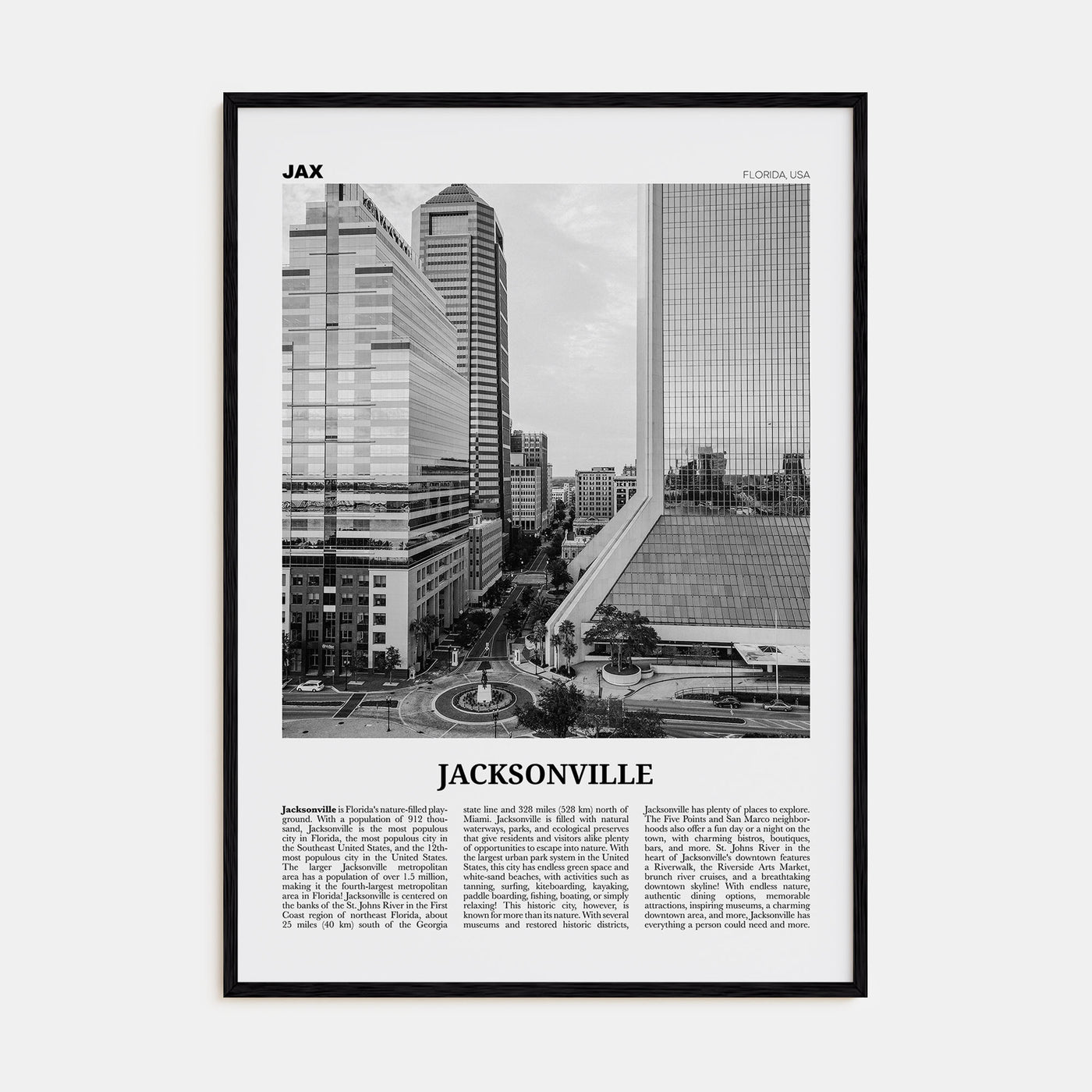 Jacksonville Travel B&W No 2 Poster