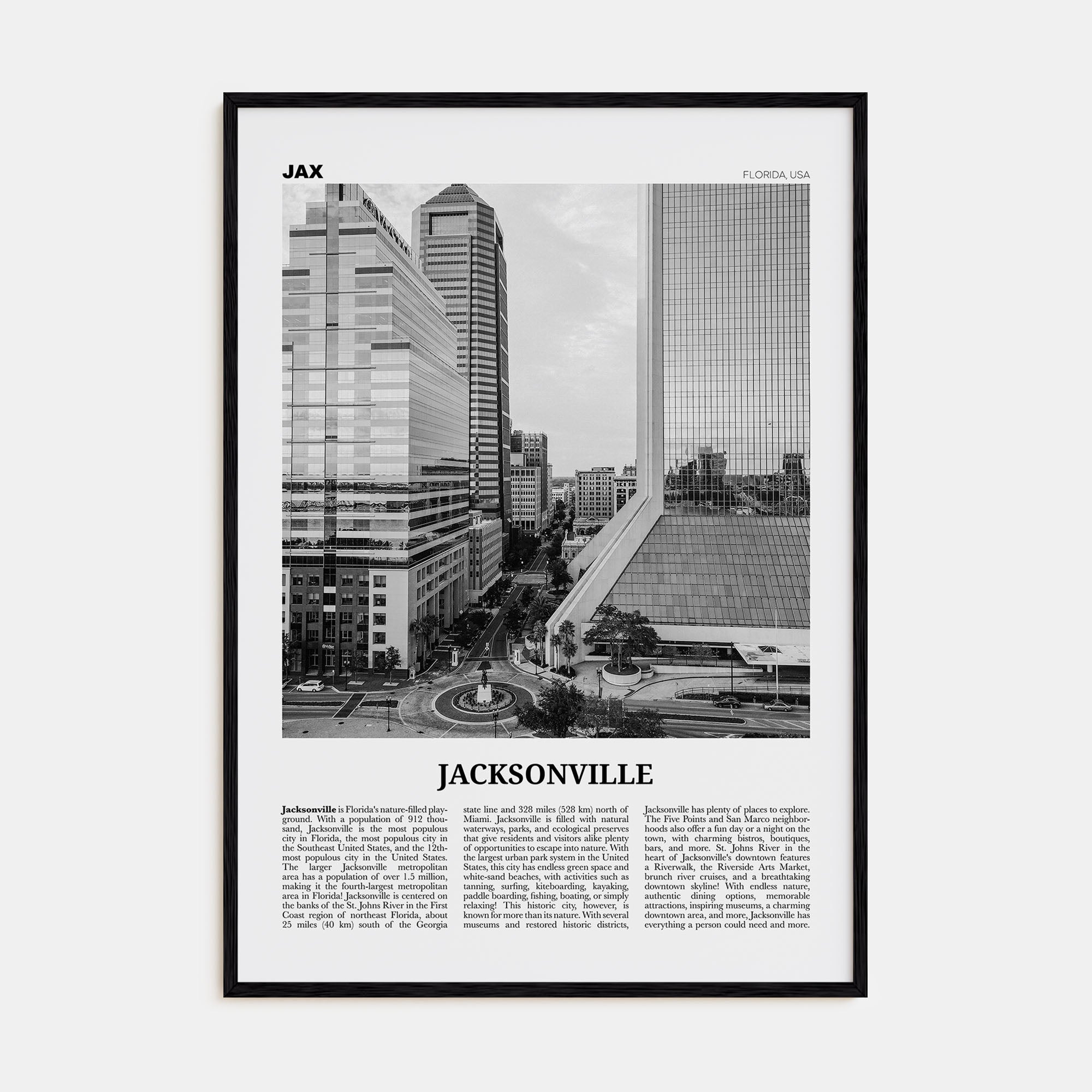 Jacksonville Travel B&W No 2 Poster