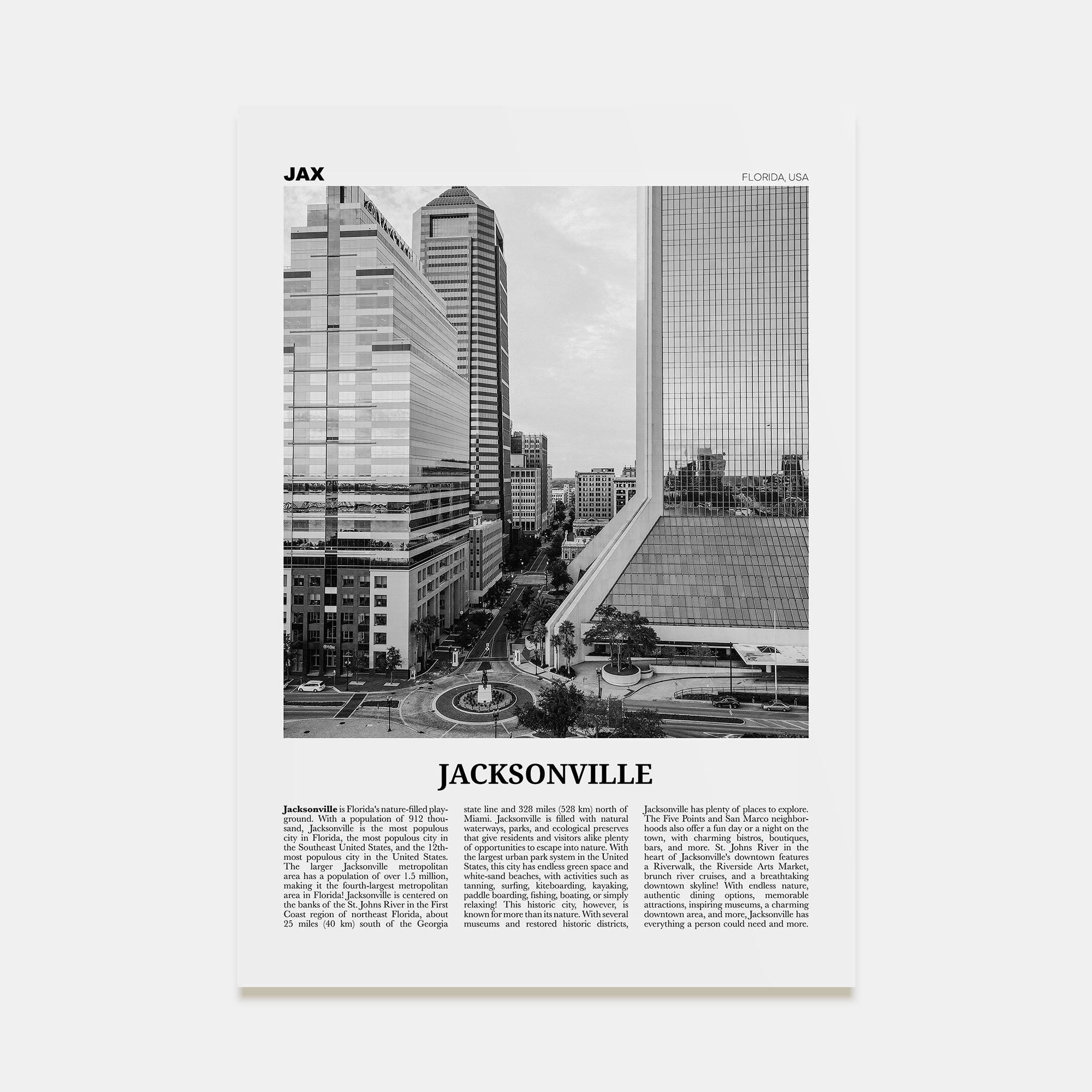 Jacksonville Travel B&W No 2 Poster