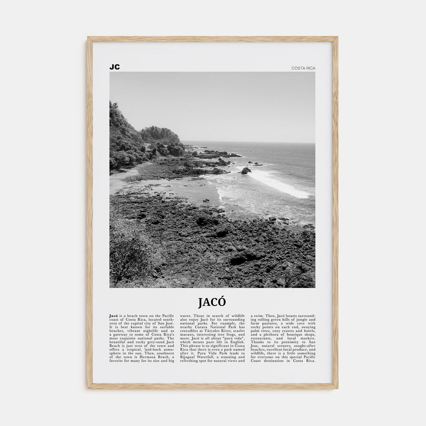 Jacó Travel B&W Poster
