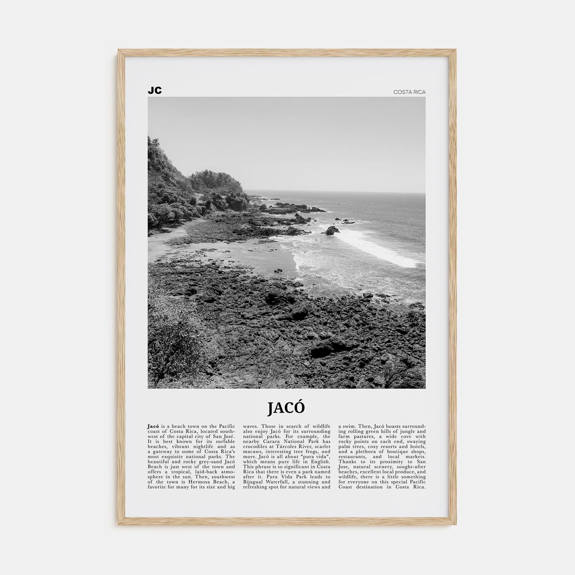 Jacó Travel B&W Poster