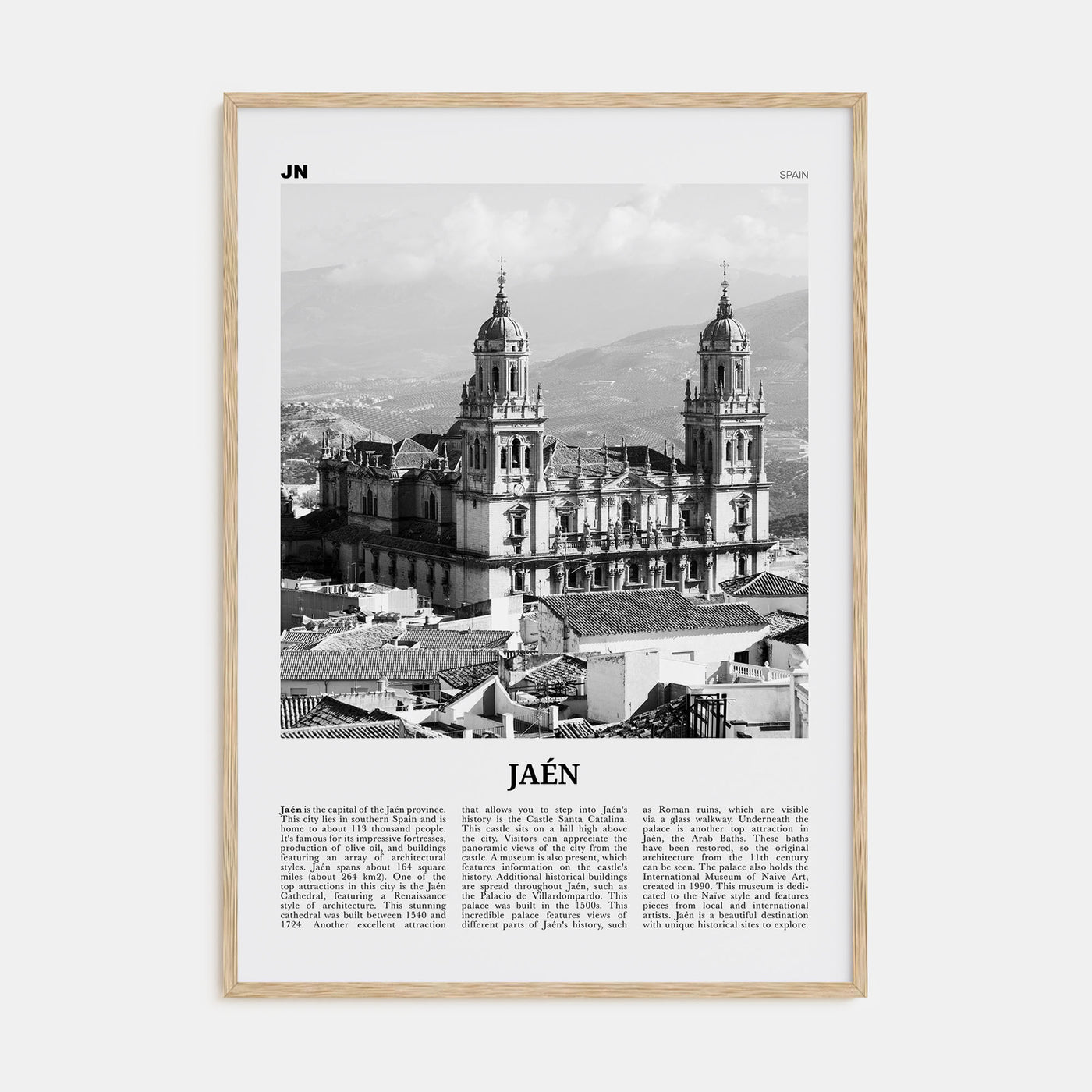 Jaen Travel B&W Poster