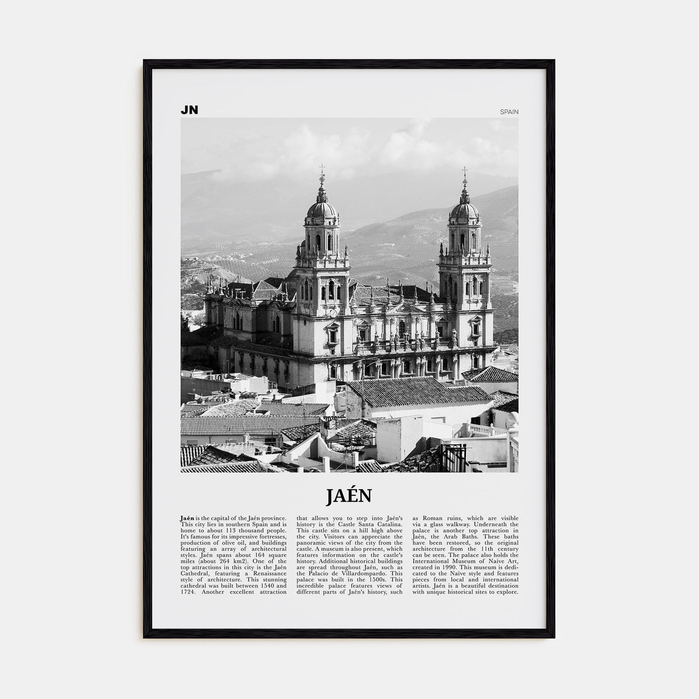 Jaen Travel B&W Poster