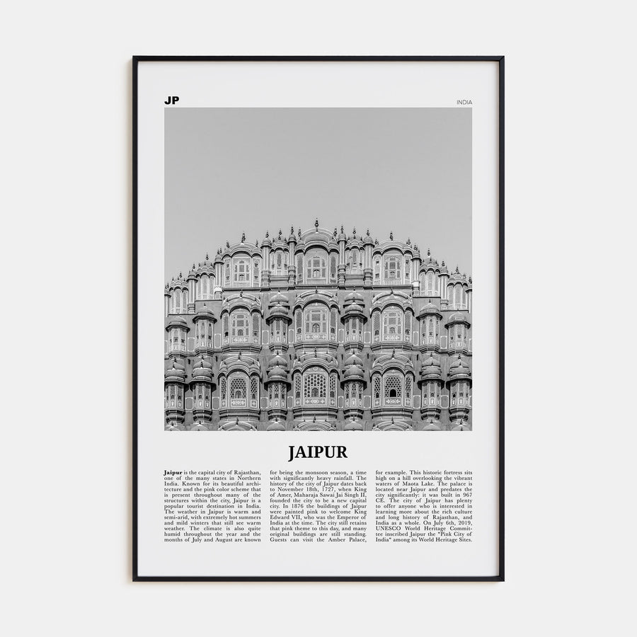 Jaipur Travel B&W Poster