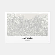 Jakarta Map Landscape Poster