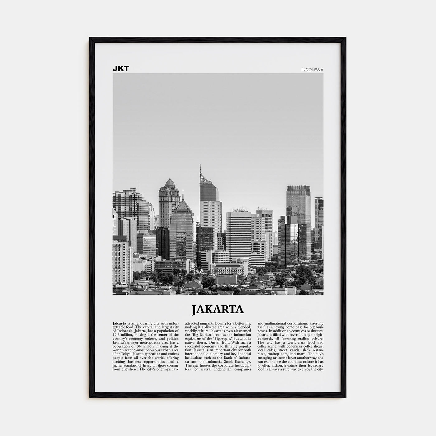 Jakarta Travel B&W No 2 Poster