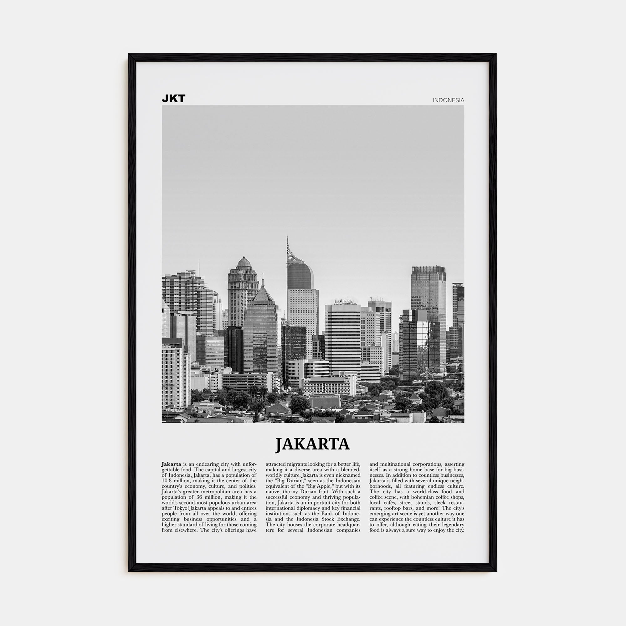 Jakarta Travel B&W No 2 Poster