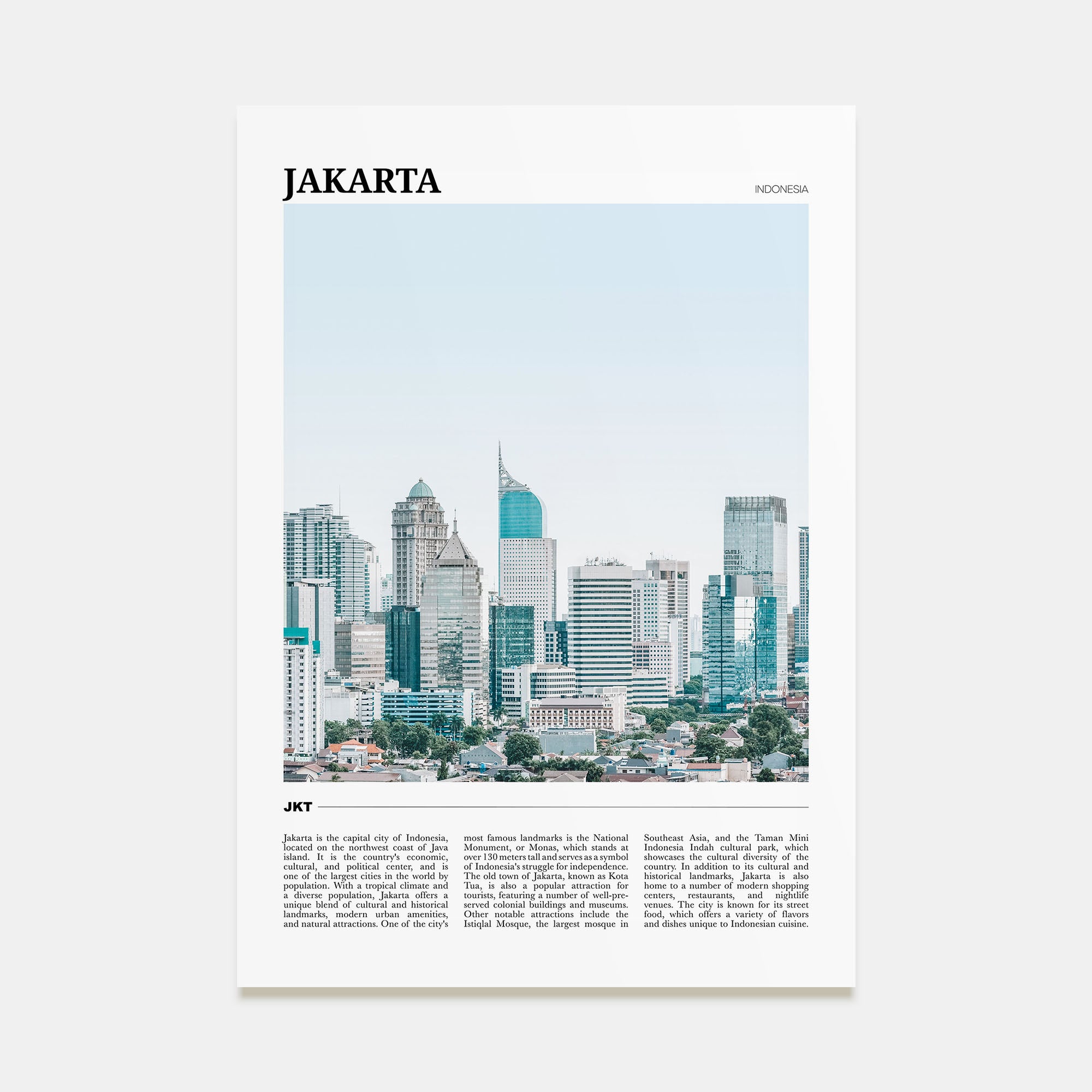 Jakarta Travel Color Poster