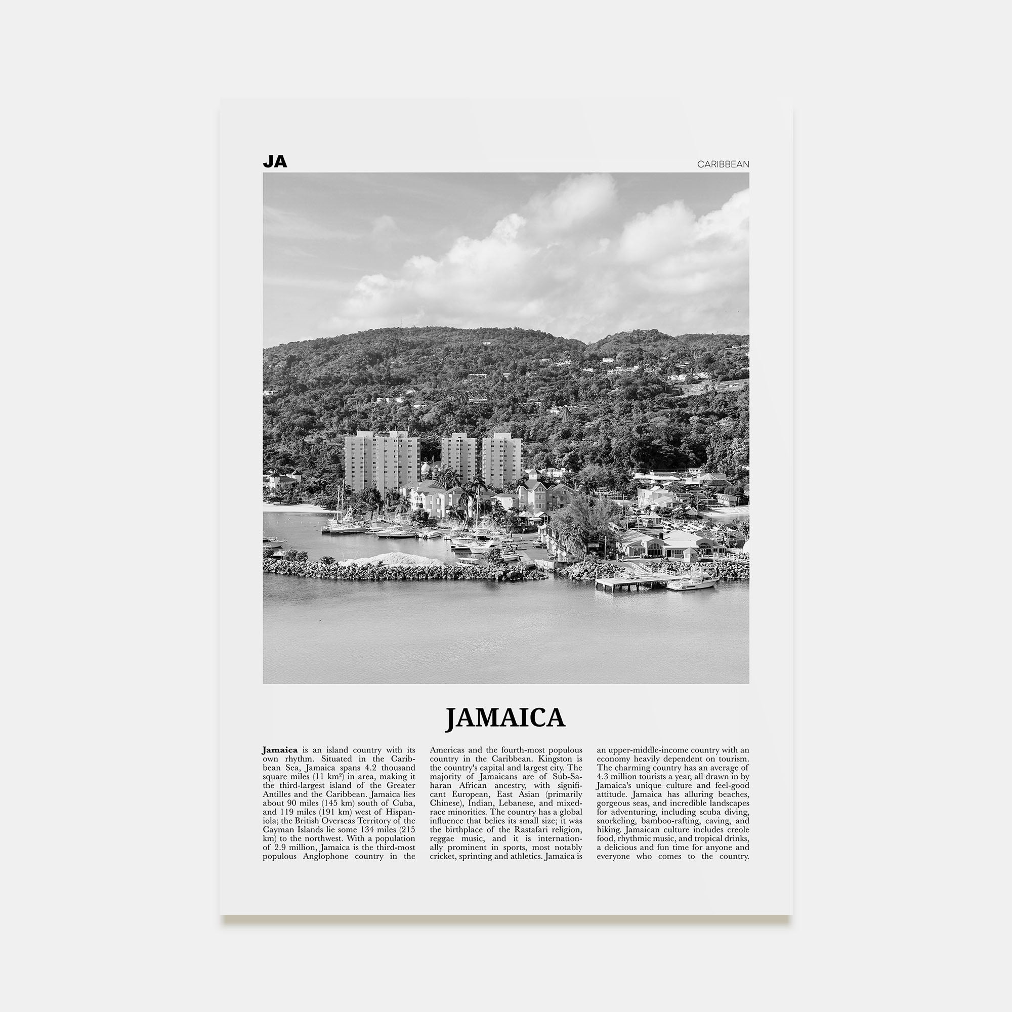 Jamaica Travel B&W No 3 Poster