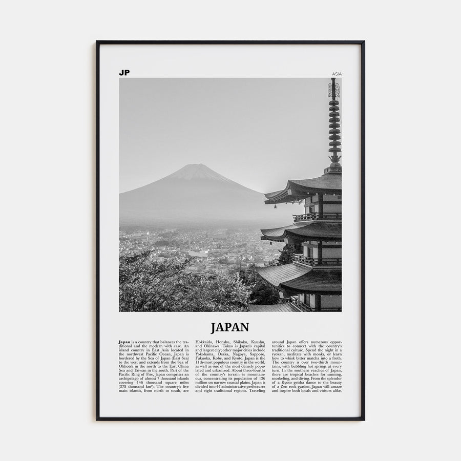 Japan Travel B&W No 1 Poster