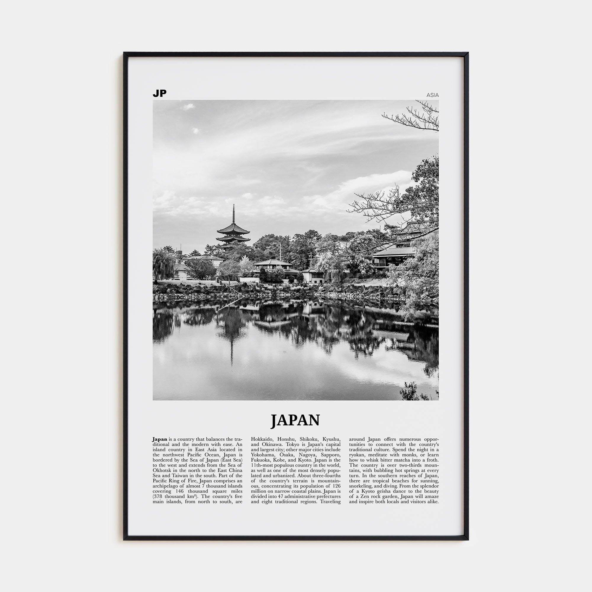 Japan Travel B&W No 2 Poster