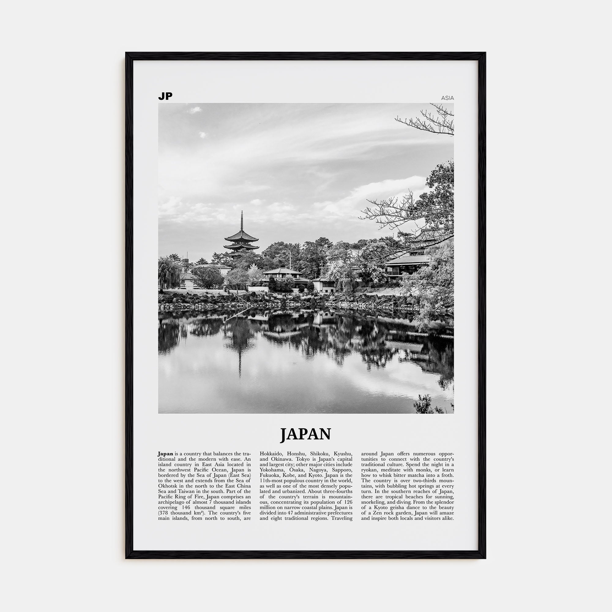 Japan Travel B&W No 2 Poster