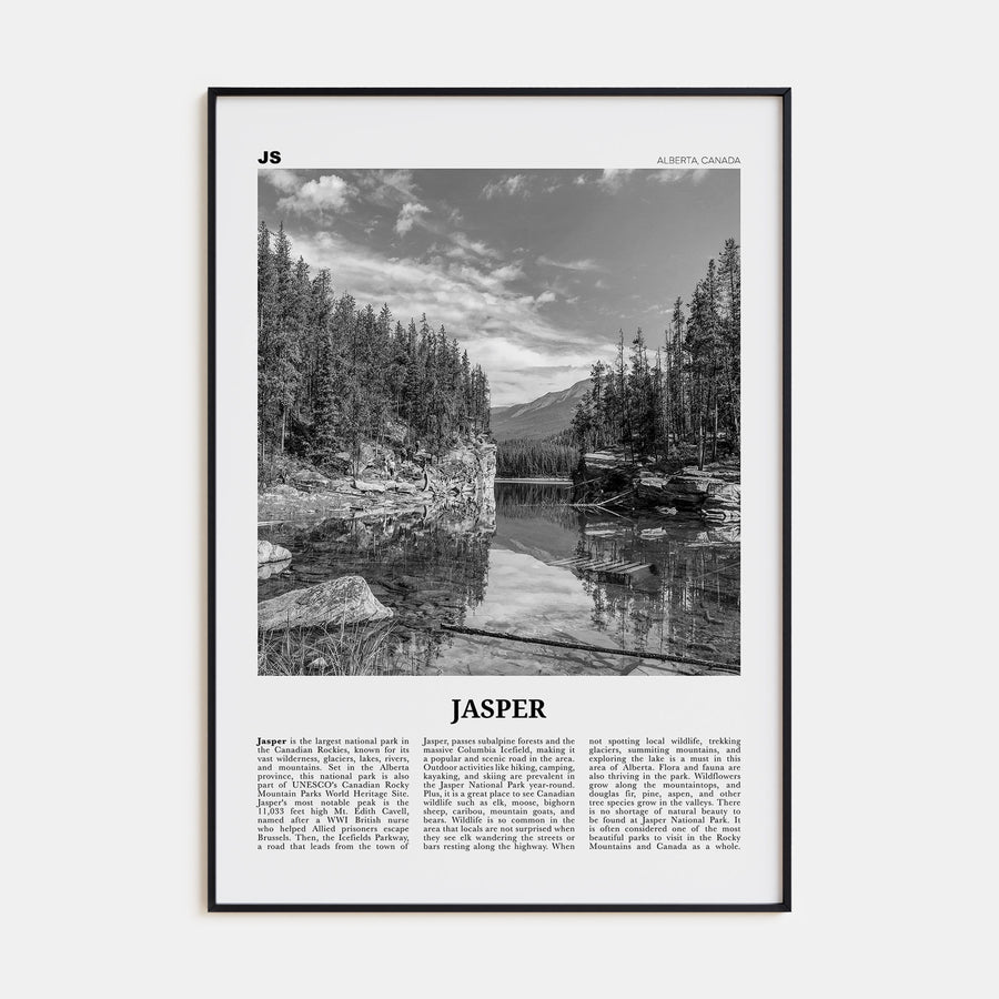 Jasper National Park Travel B&W Poster