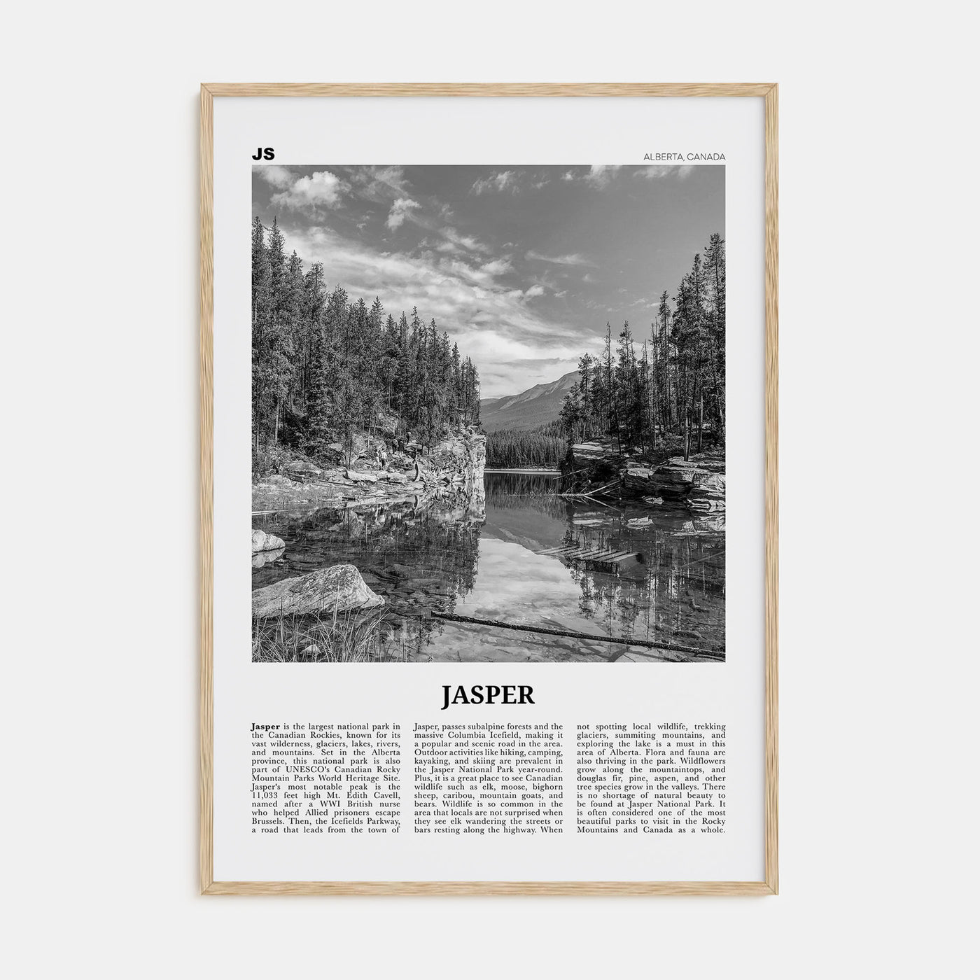 Jasper National Park Travel B&W Poster