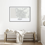 Jeddah Map Landscape Poster