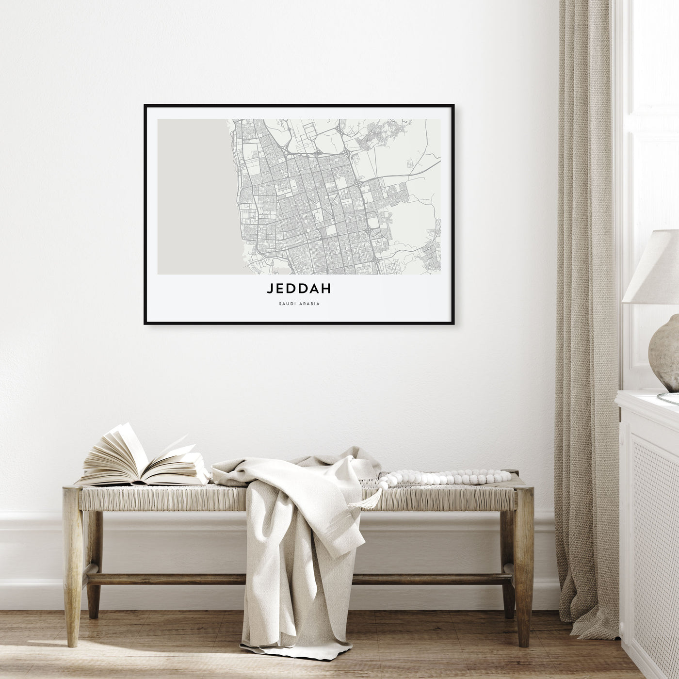Jeddah Map Landscape Poster