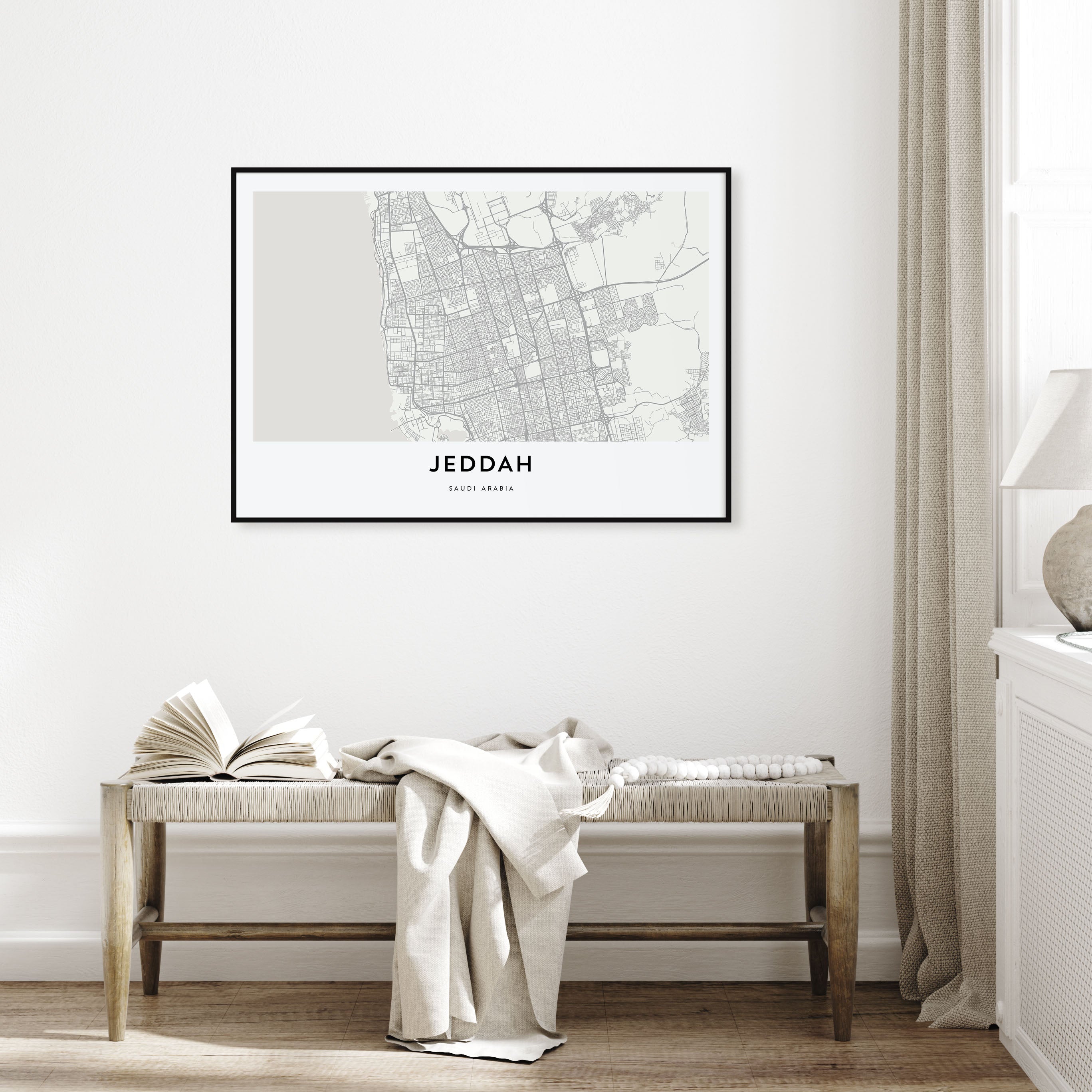 Jeddah Map Landscape Poster