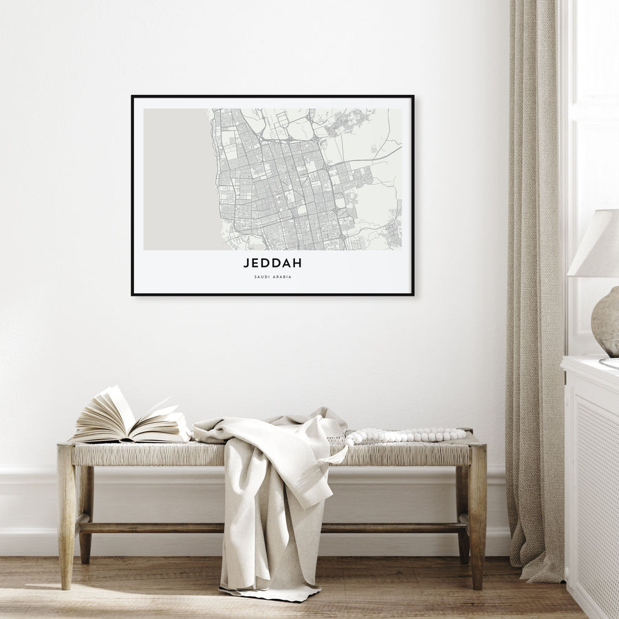 Jeddah Map Landscape Poster