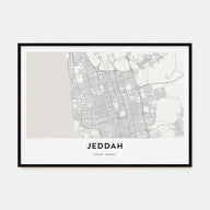 Jeddah Map Landscape Poster