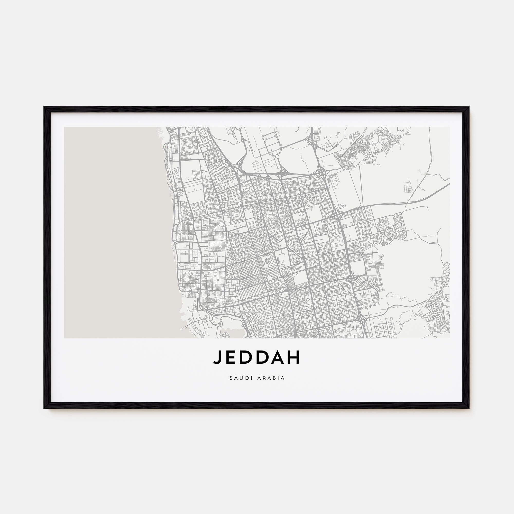 Jeddah Map Landscape Poster