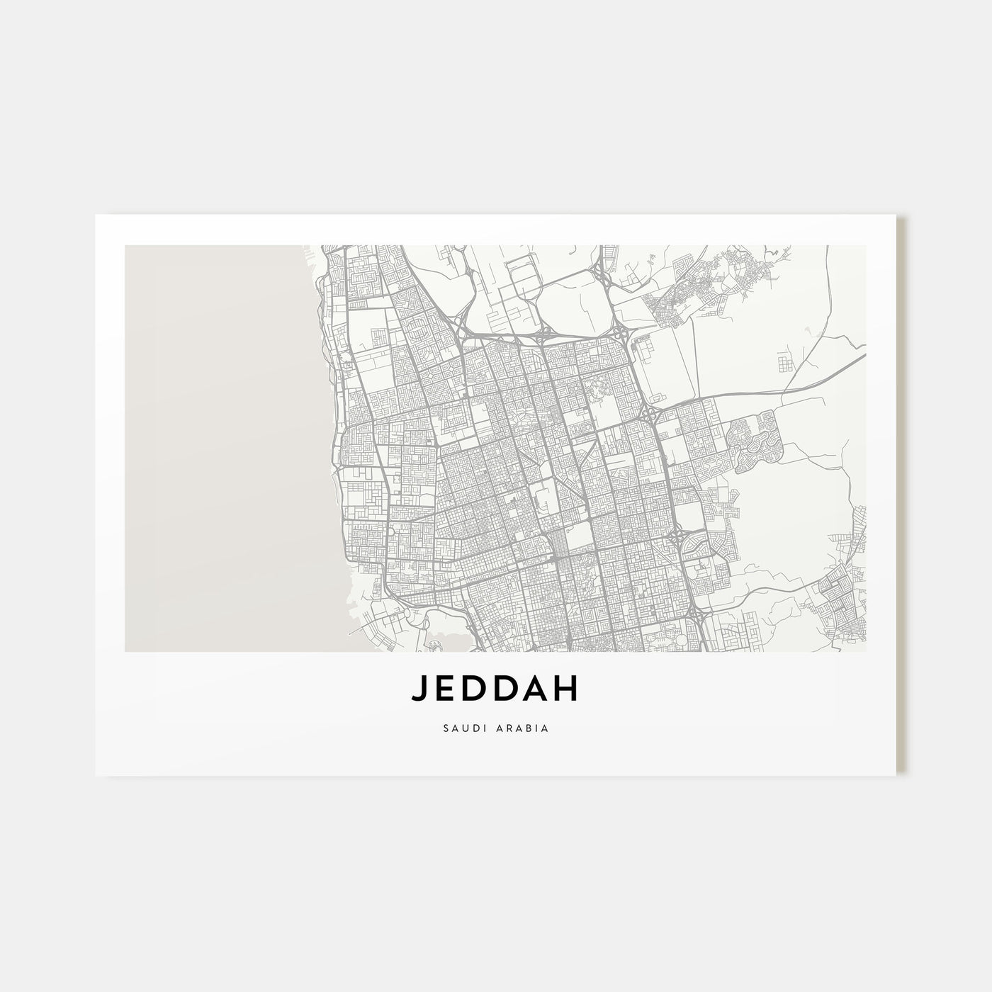 Jeddah Map Landscape Poster