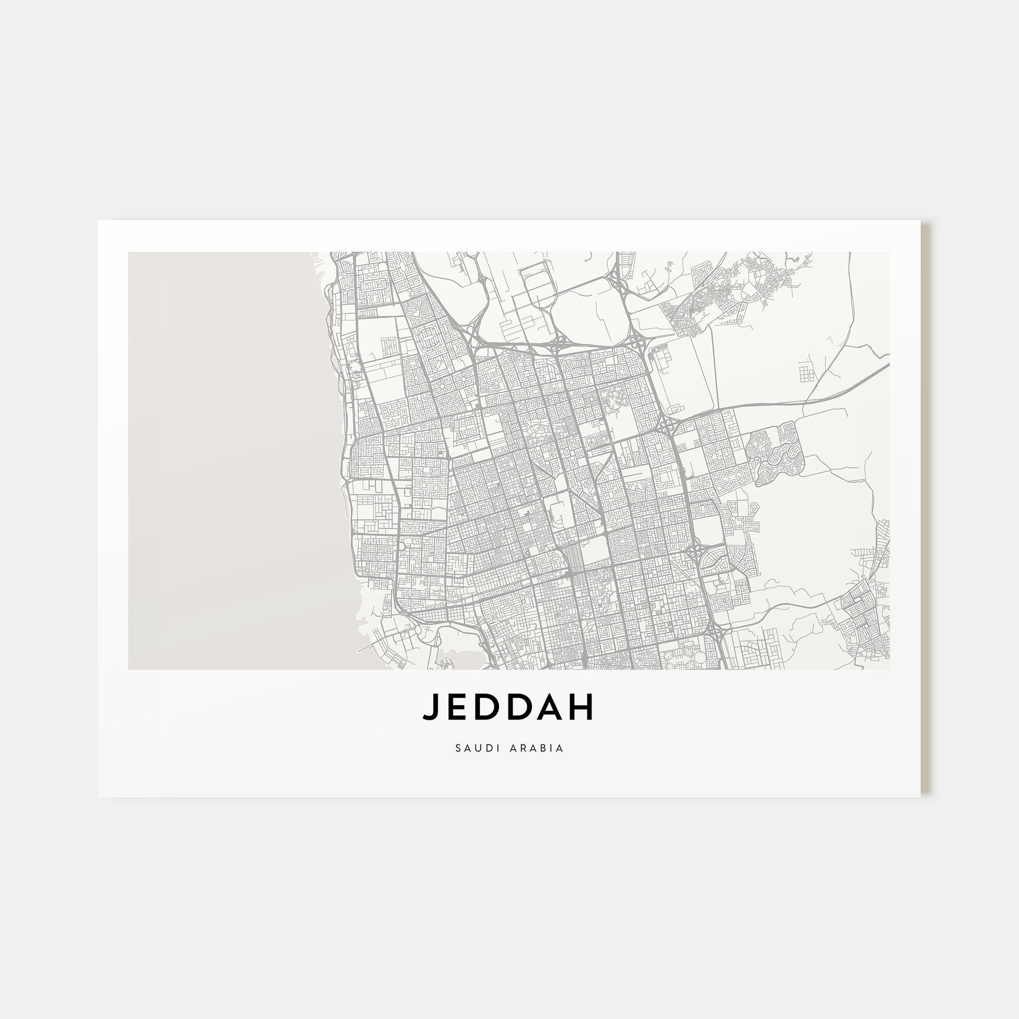 Jeddah Map Landscape Poster