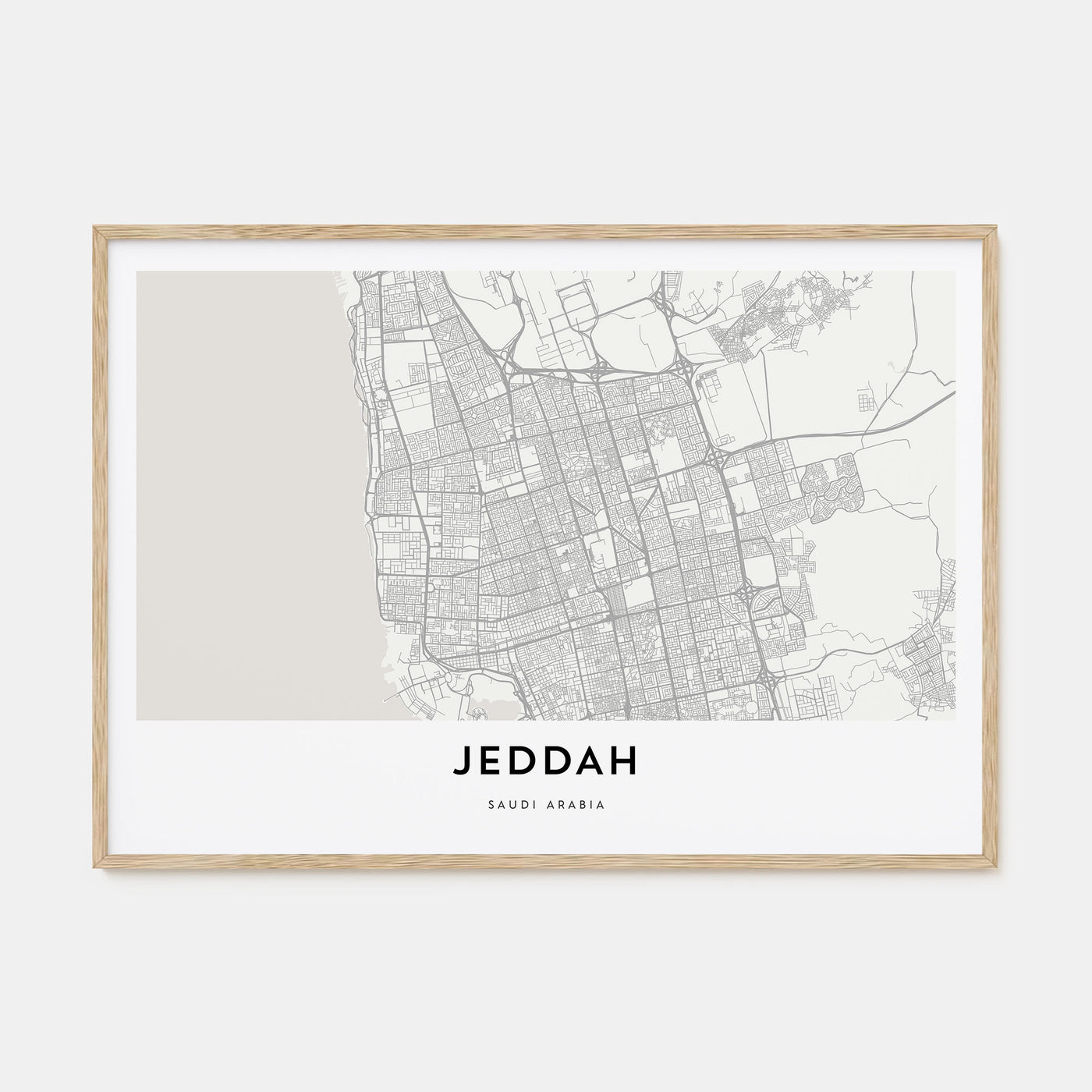 Jeddah Map Landscape Poster