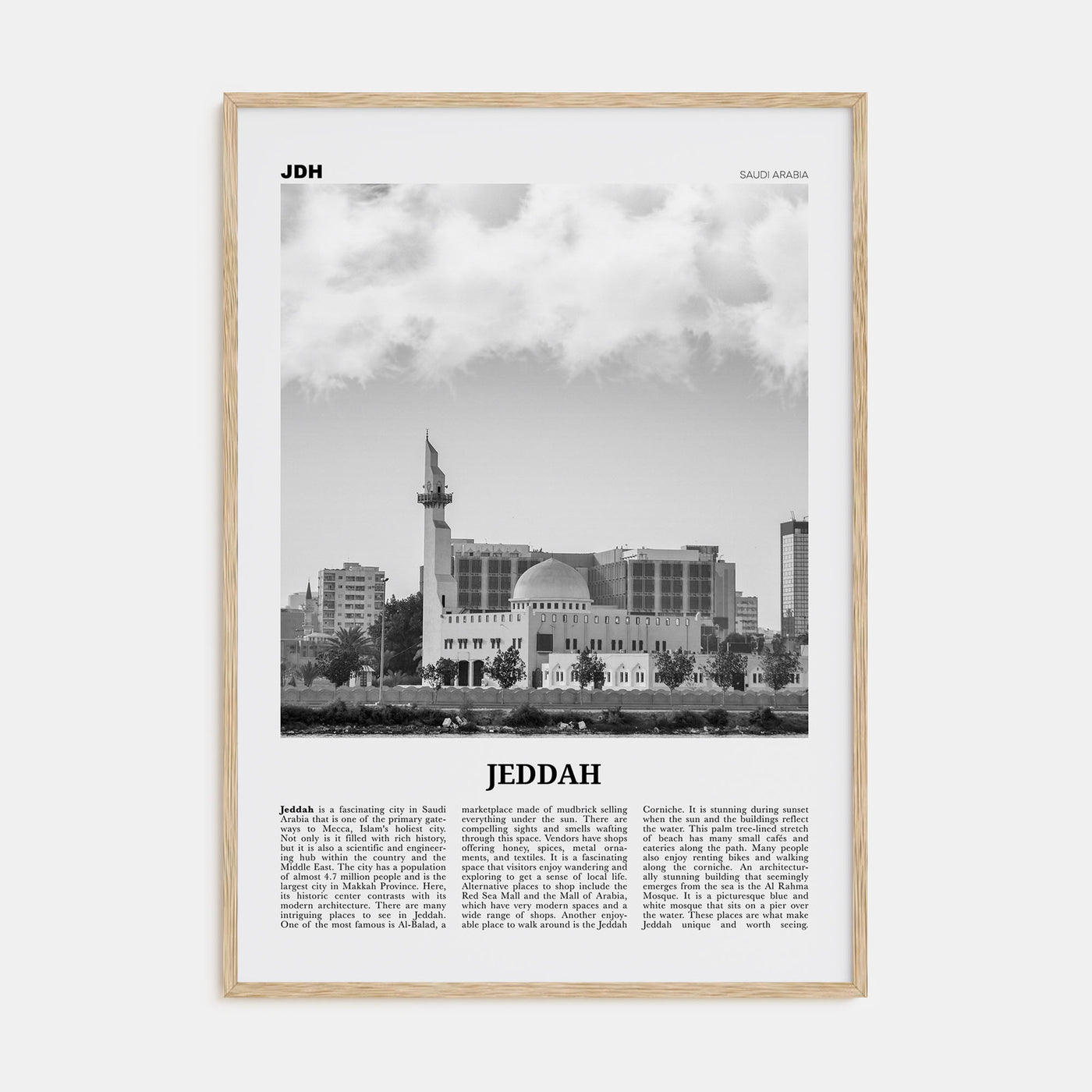 Jeddah Travel B&W Poster