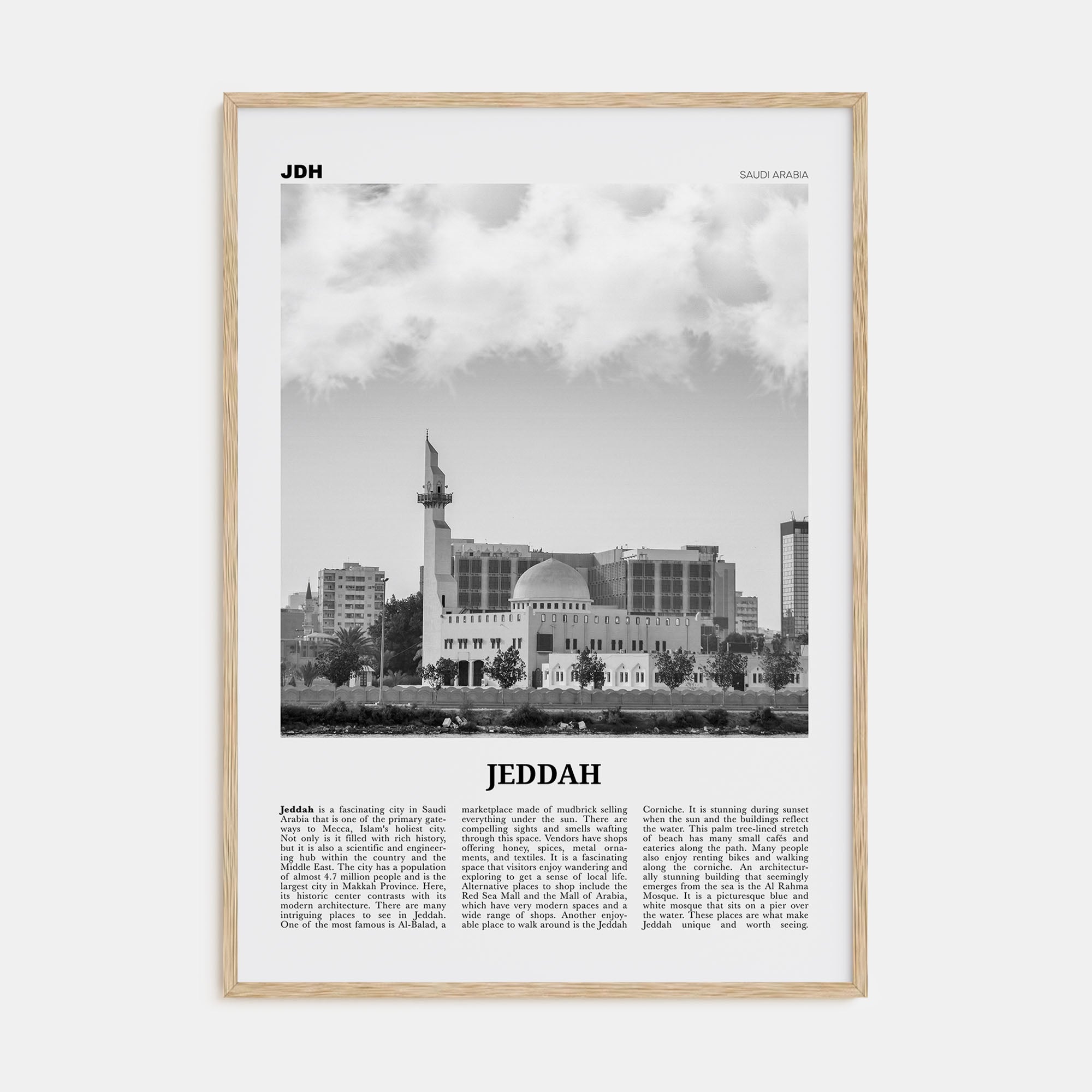 Jeddah Travel B&W Poster