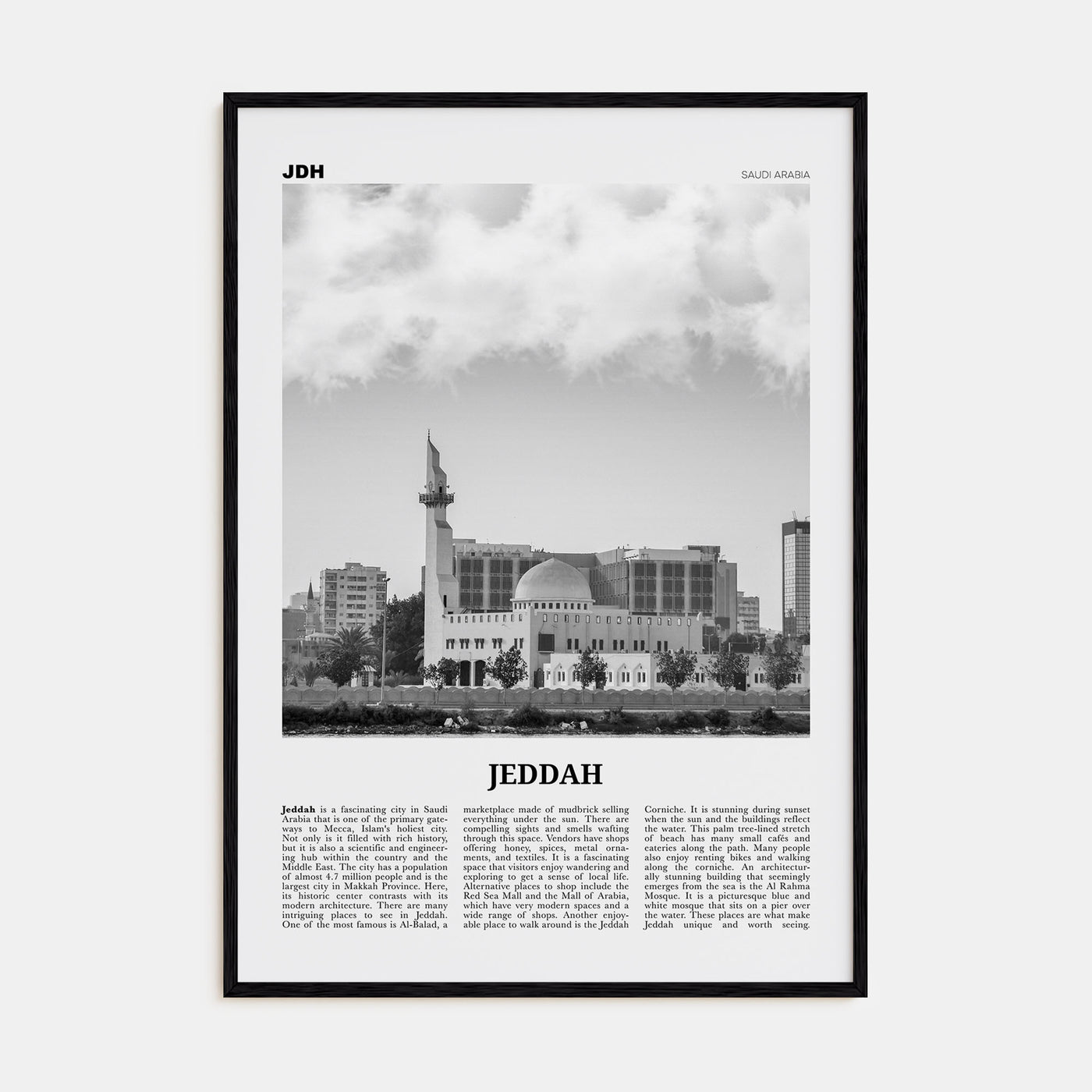 Jeddah Travel B&W Poster