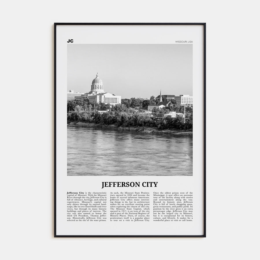 Jefferson City Travel B&W Poster