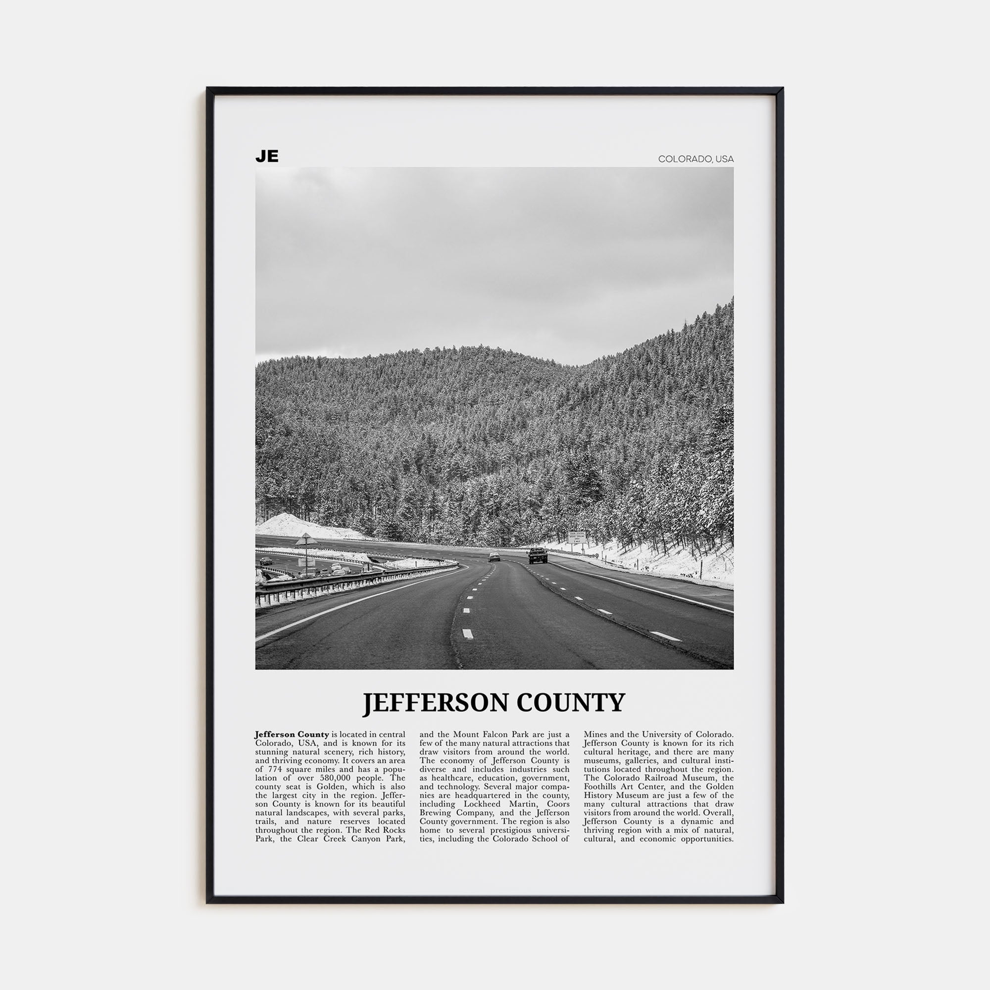 Jefferson County Travel B&W Poster