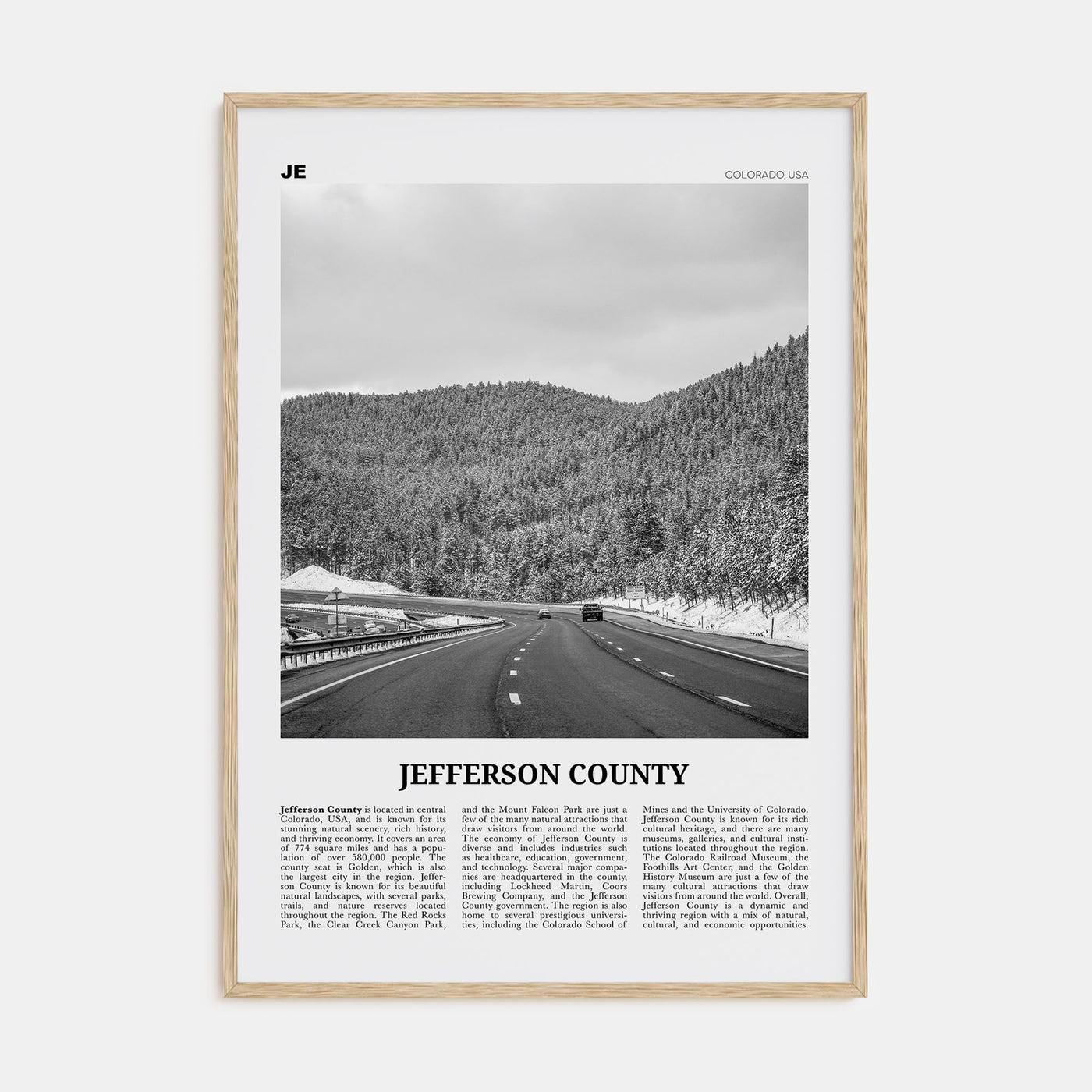 Jefferson County Travel B&W Poster