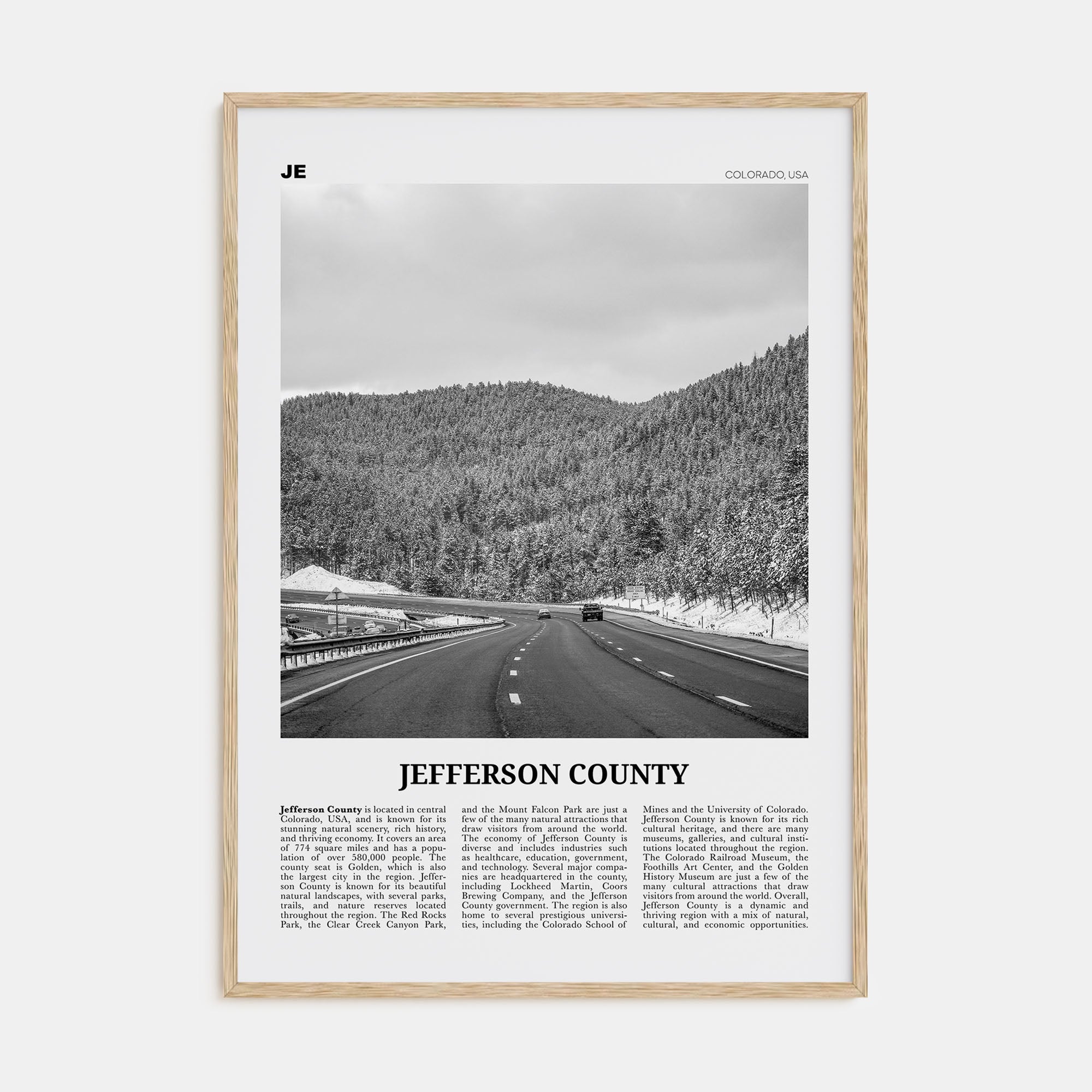 Jefferson County Travel B&W Poster