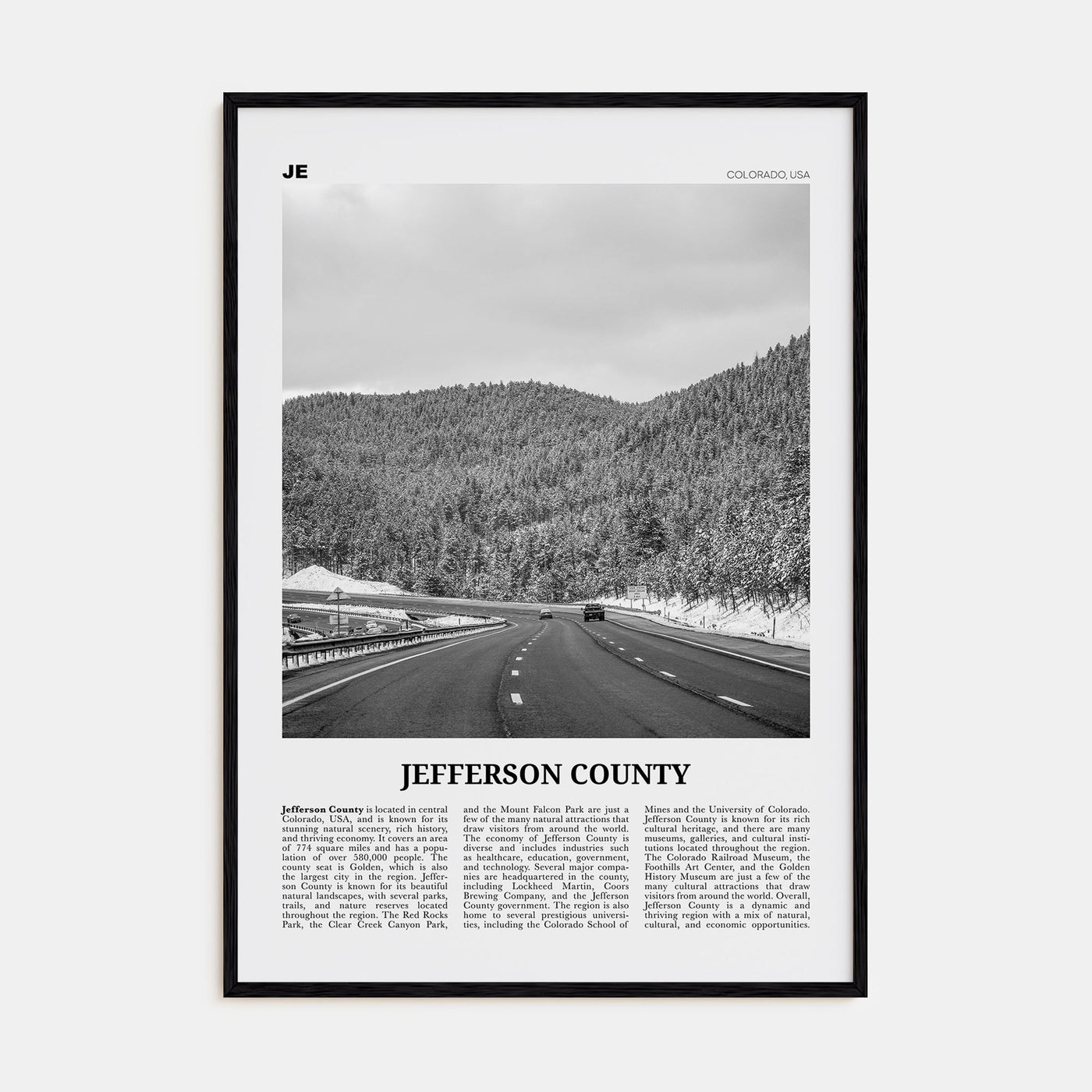 Jefferson County Travel B&W Poster
