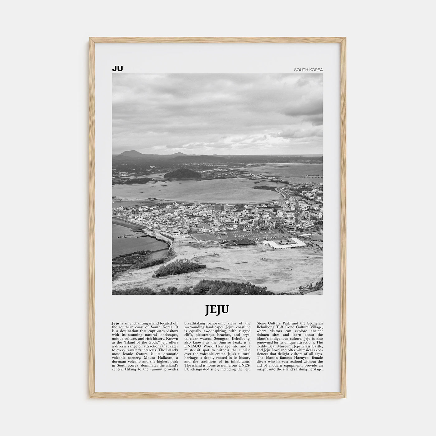 Jeju City Travel B&W Poster