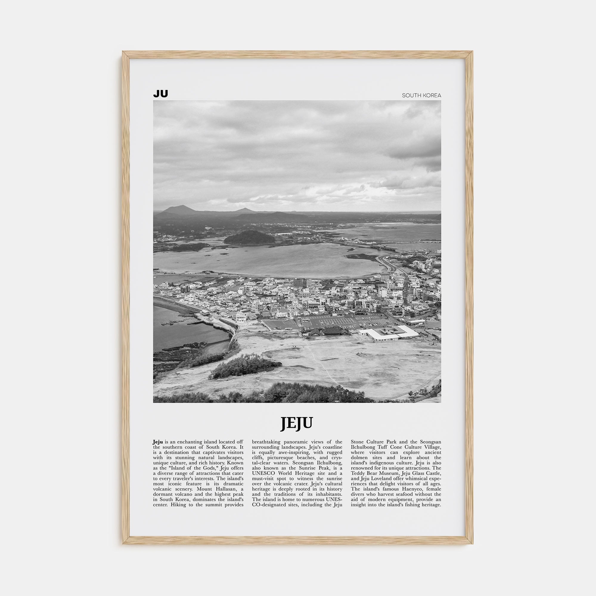 Jeju City Travel B&W Poster