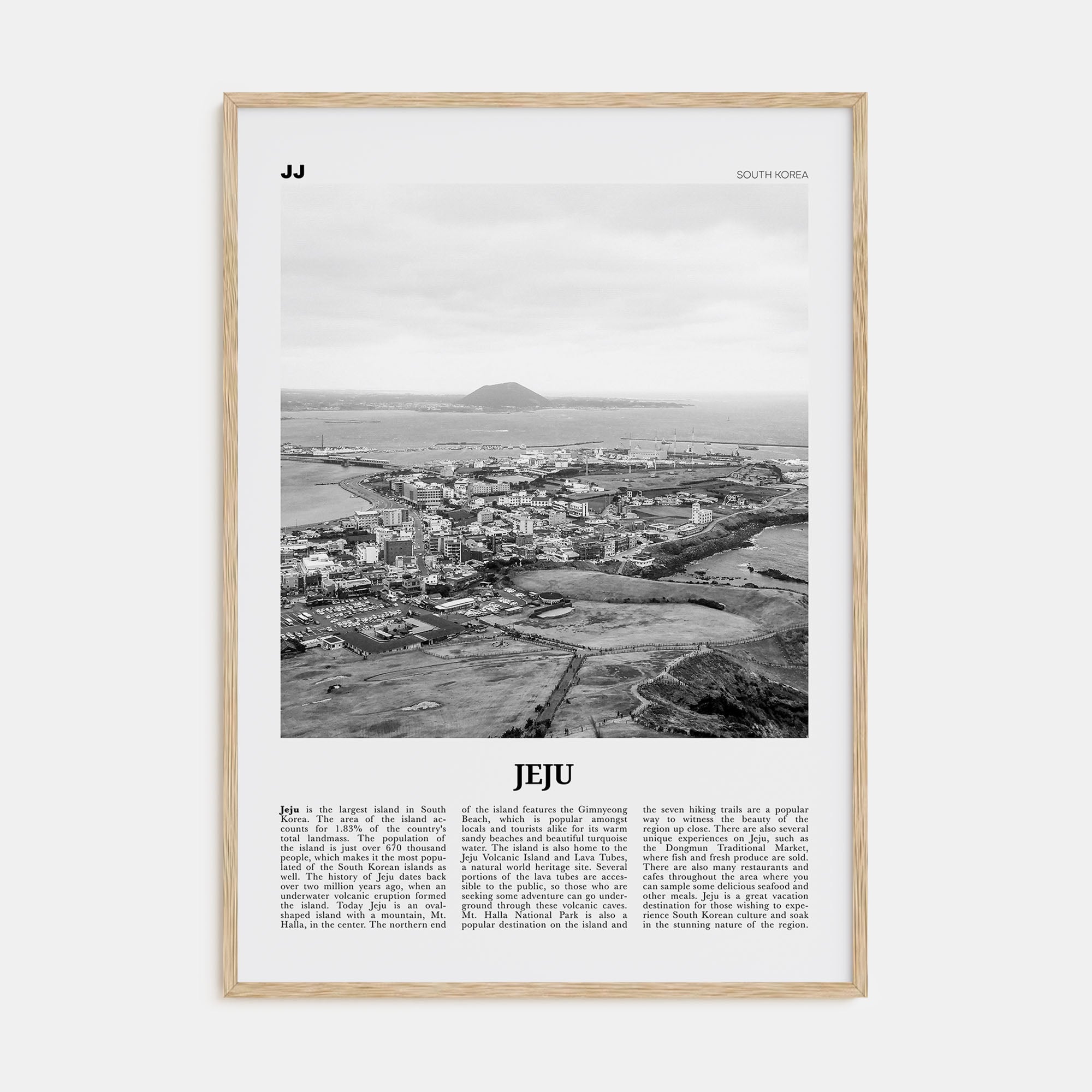 Jeju Island Travel B&W Poster