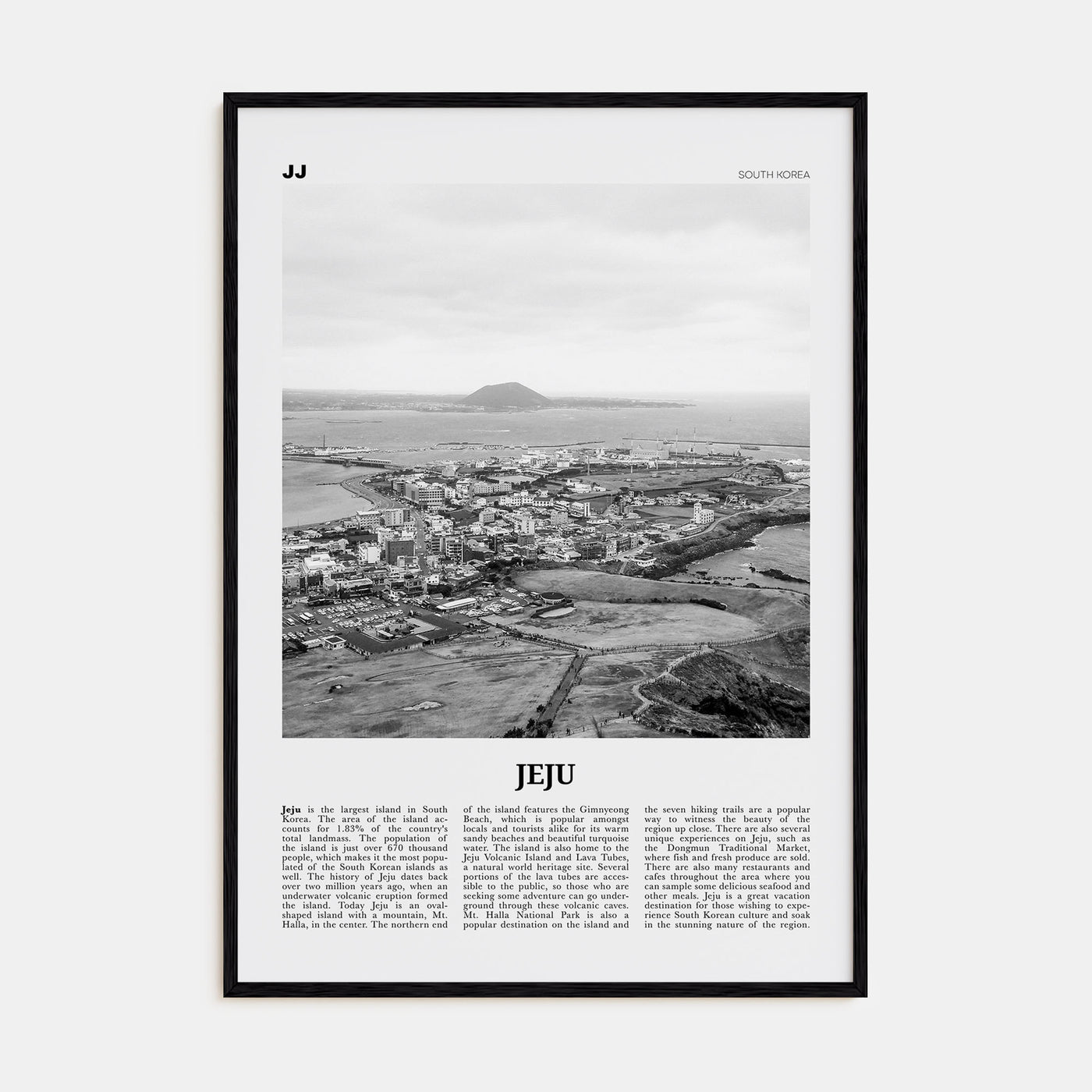 Jeju Island Travel B&W Poster
