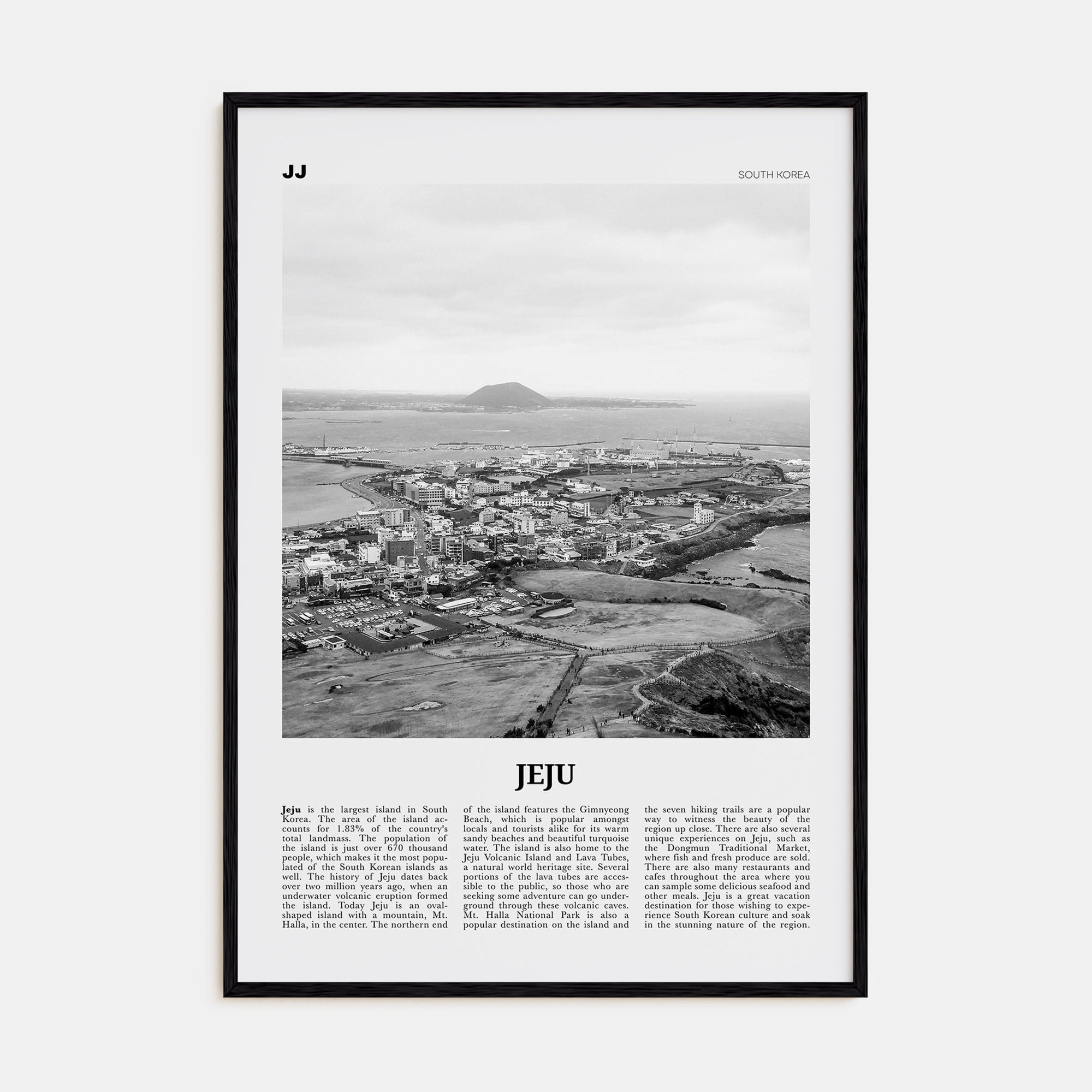 Jeju Island Travel B&W Poster