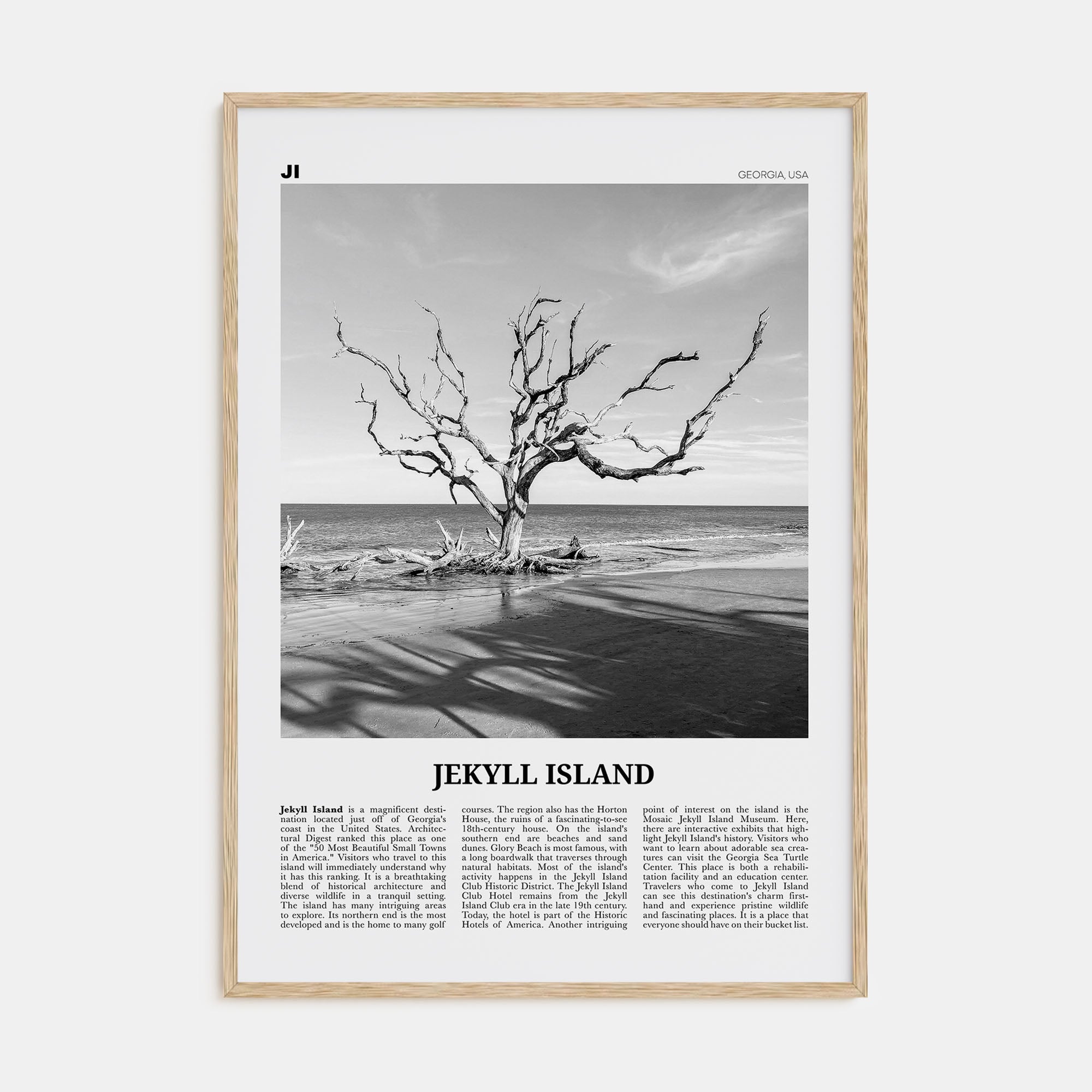 Jekyll Island Travel B&W Poster