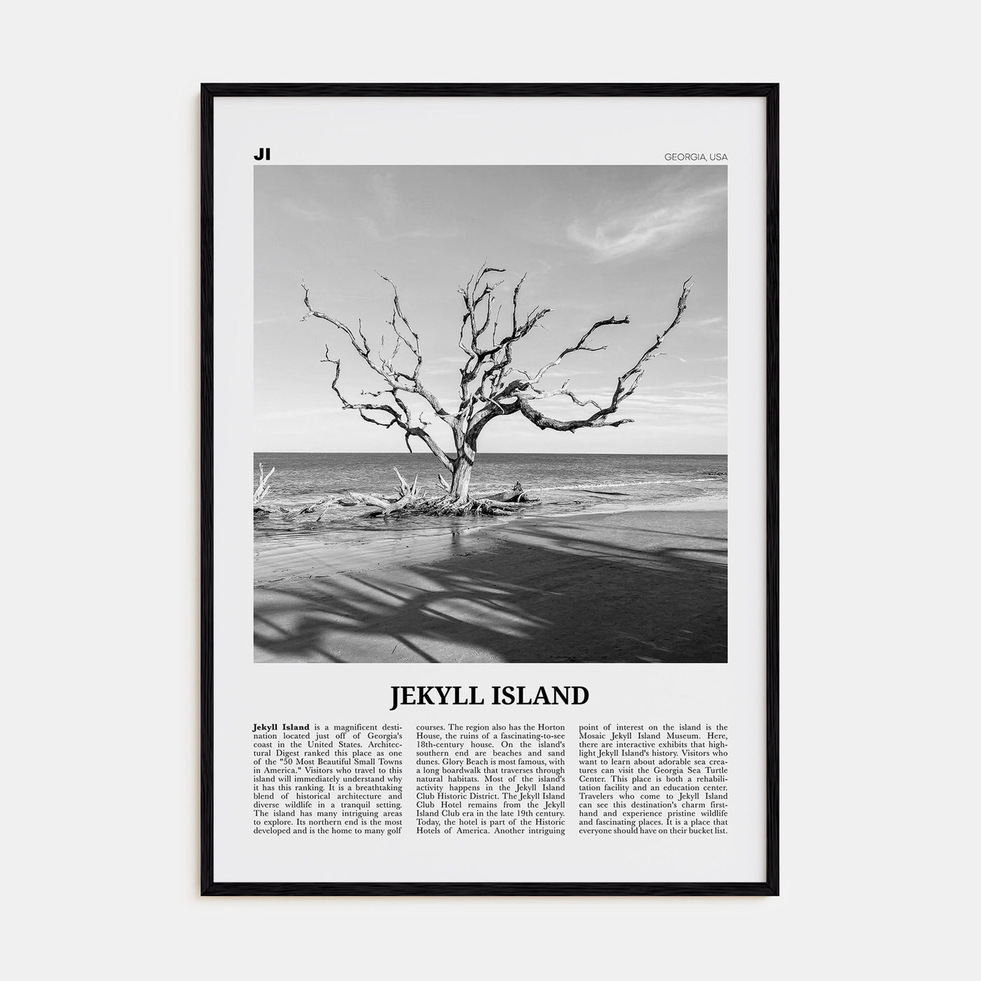 Jekyll Island Travel B&W Poster