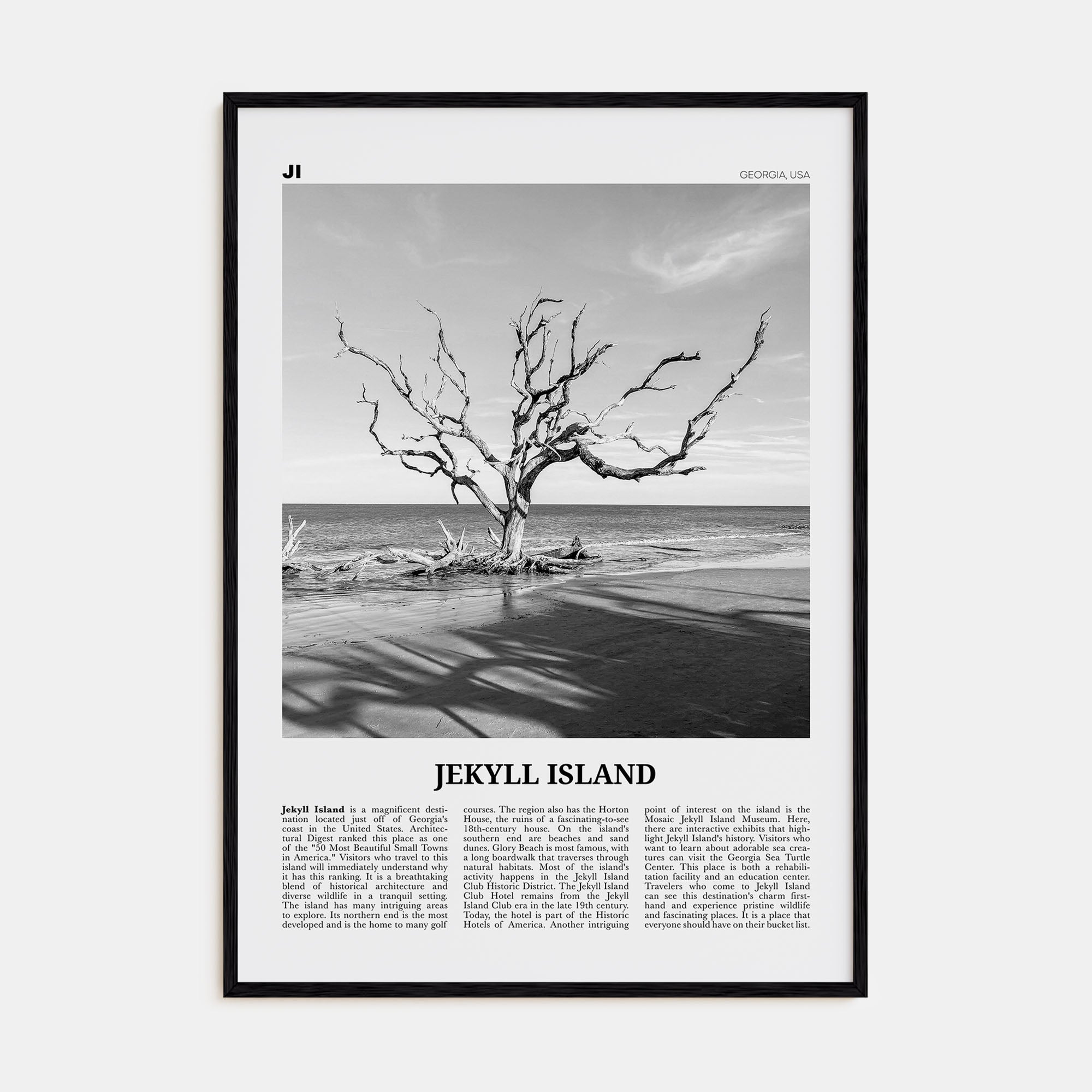 Jekyll Island Travel B&W Poster