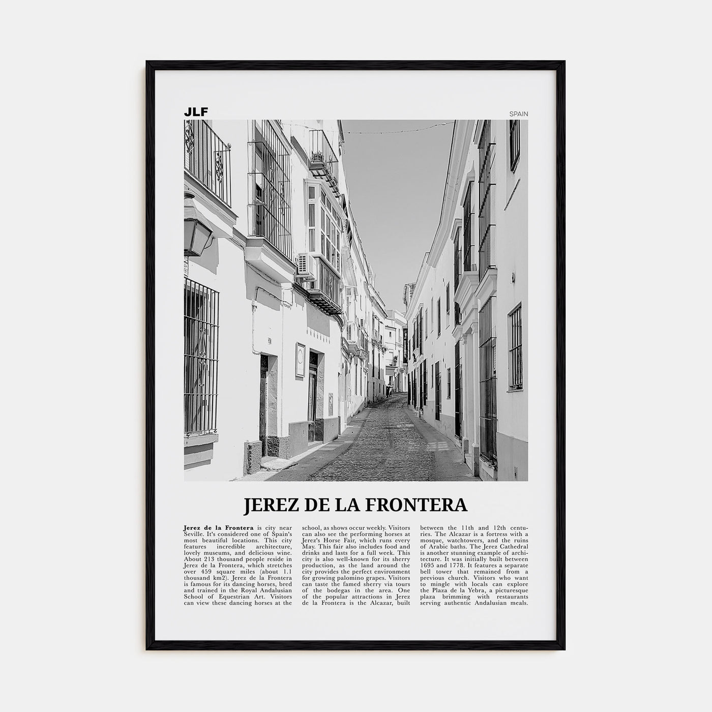 Jerez de la Frontera Travel B&W Poster